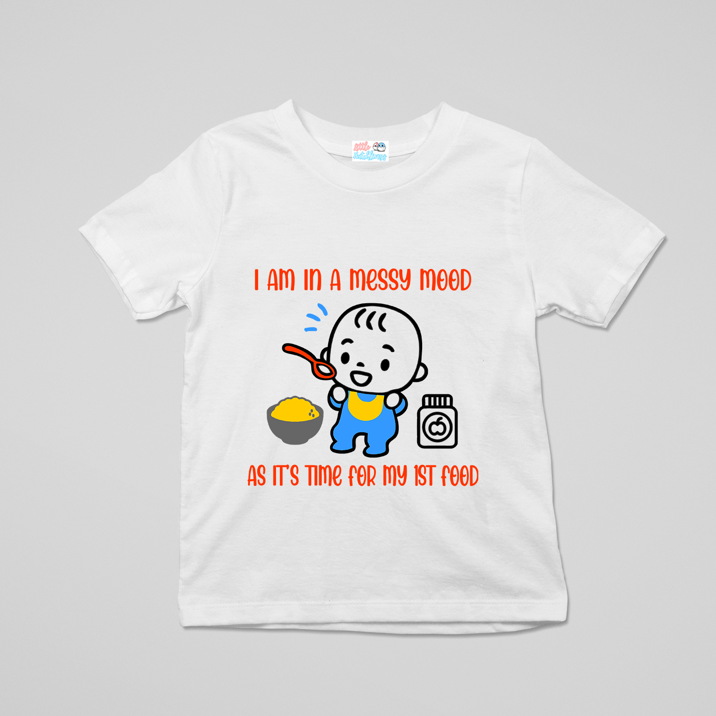 First Food Messy Mood White Onesie / Romper / Tshirt