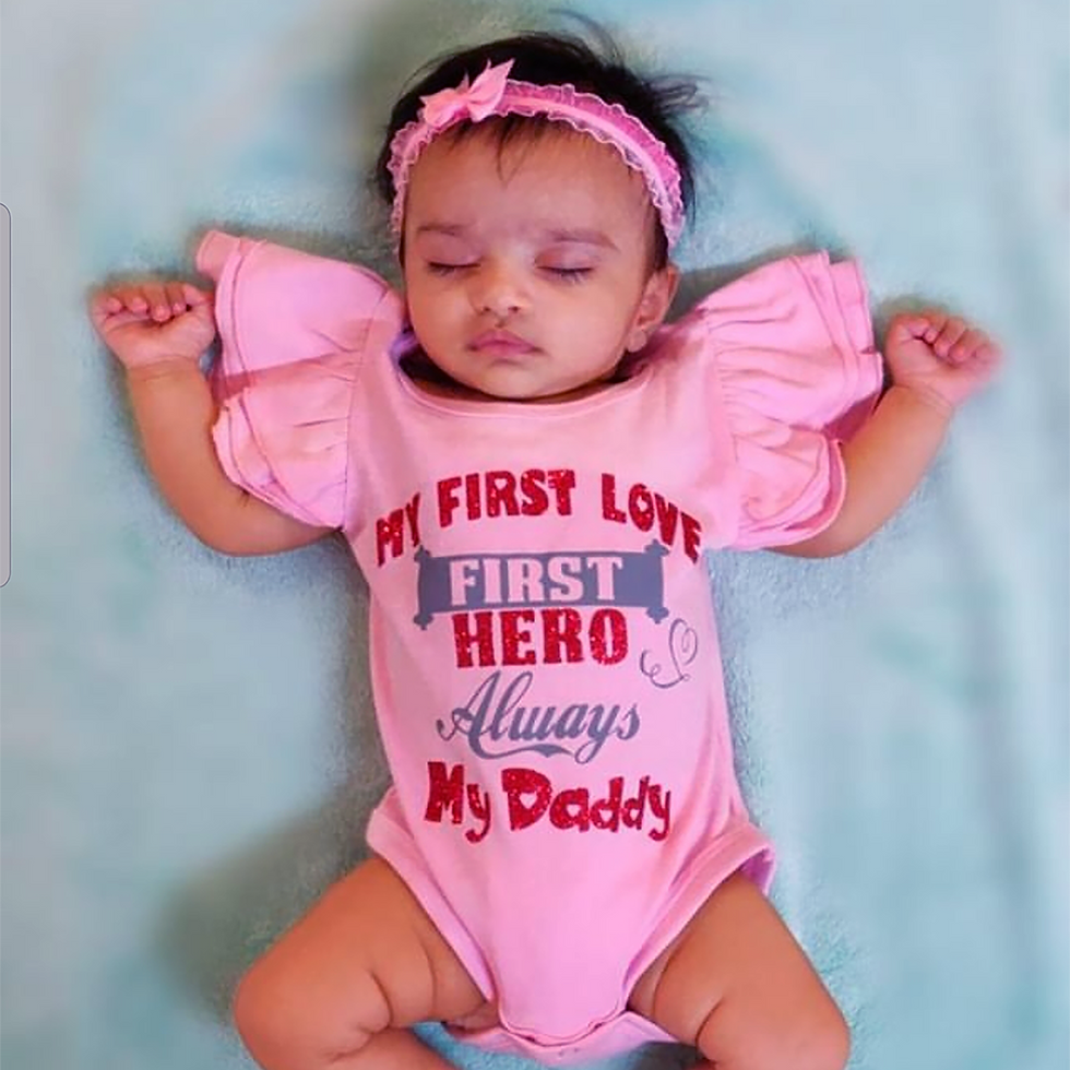 First Love Daddy Pink Ruffled Glitter Onesie