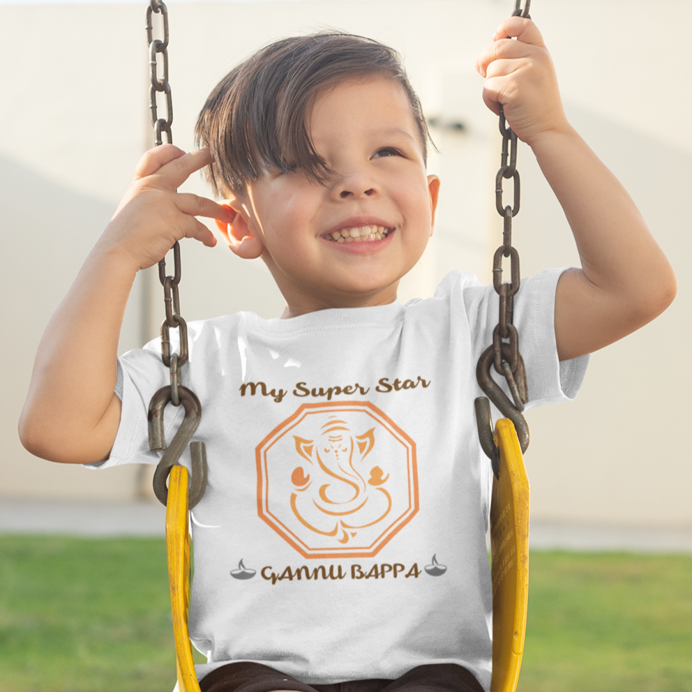 My Super Star Gannu Bappa White Onesie / Tshirt / Full Romper