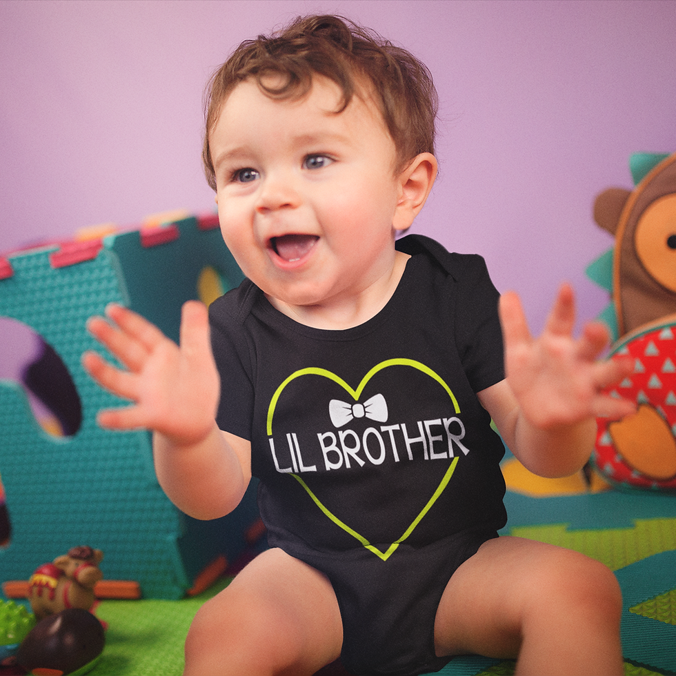 Lil / Big Brother Black Onesie / Romper / Tshirt (Heart)