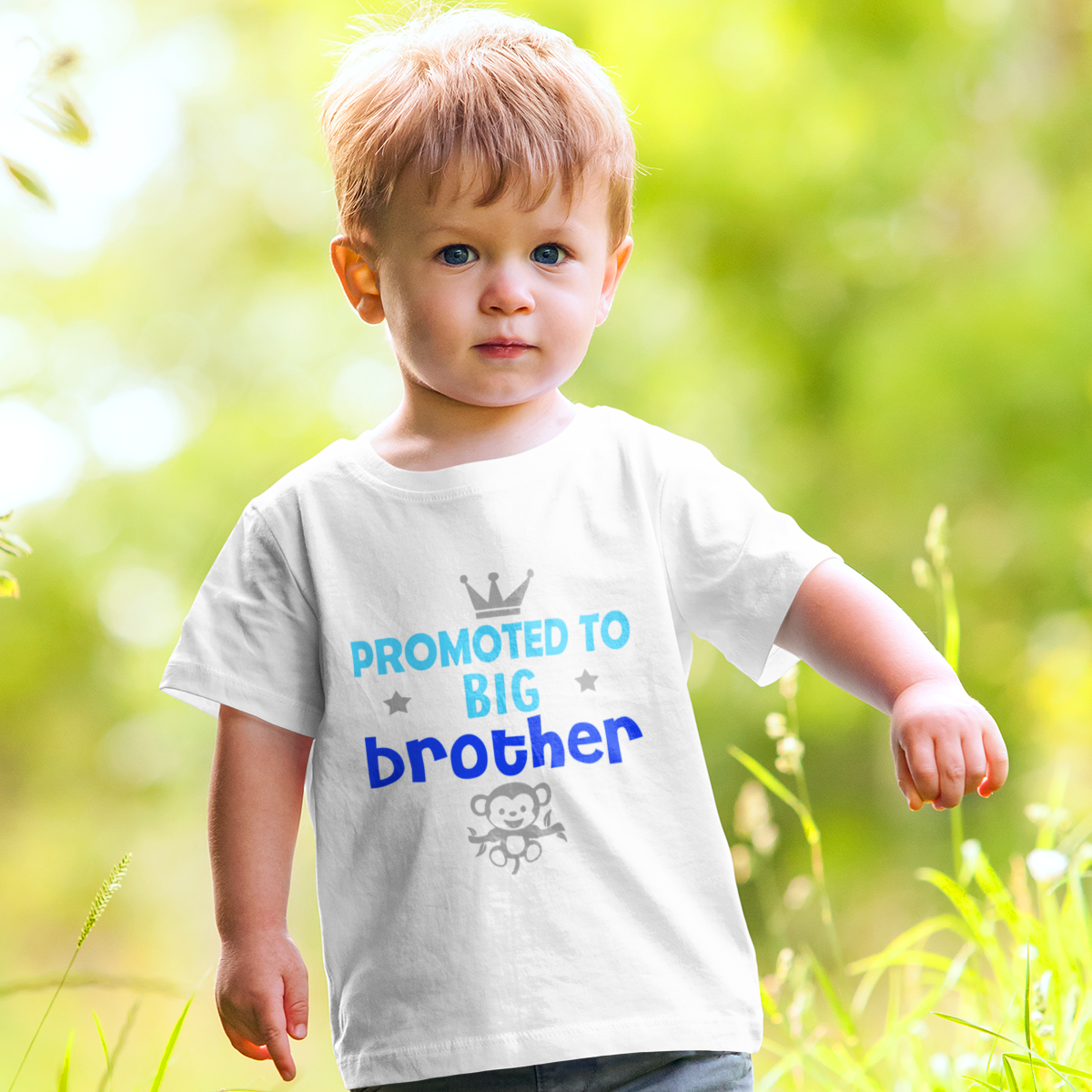 Promoted to Big Brother (Monkey) White Tshirt