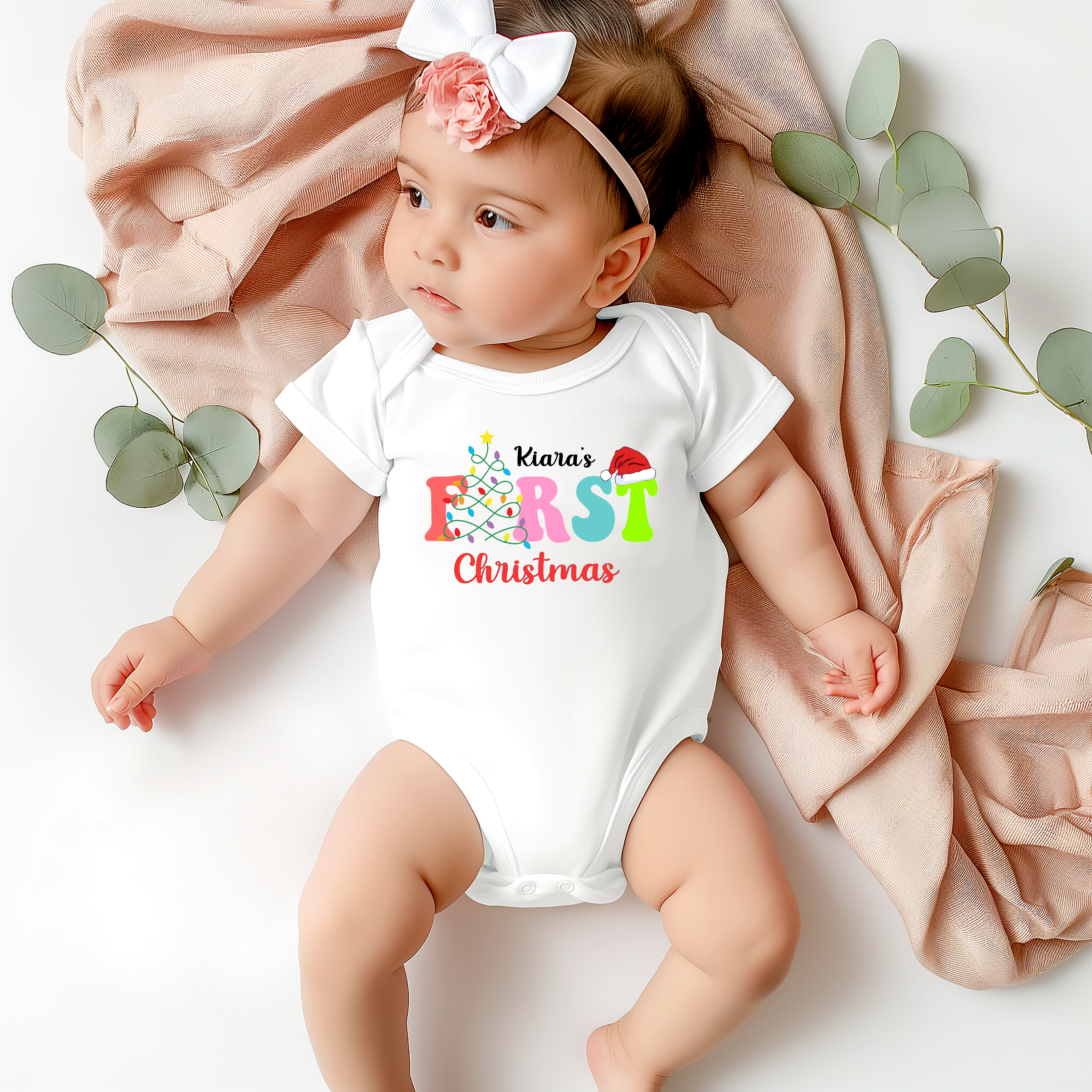 First Christmas (Tree Light Colorful) -White