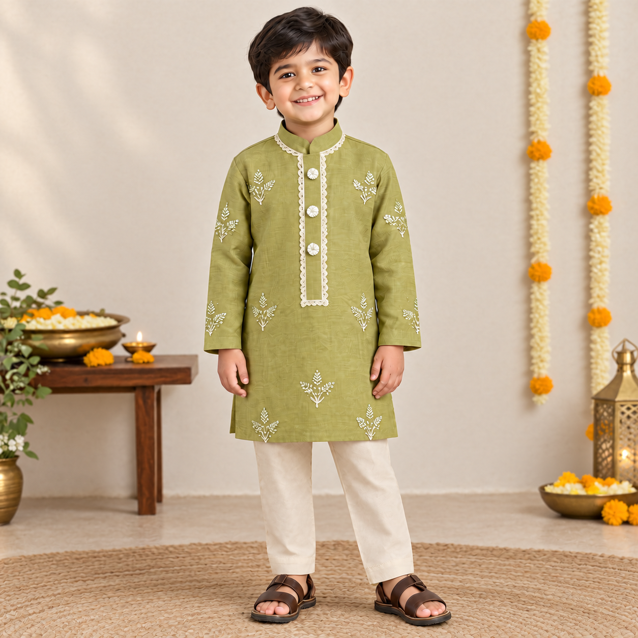 Antique Olive Gold Kurta Set