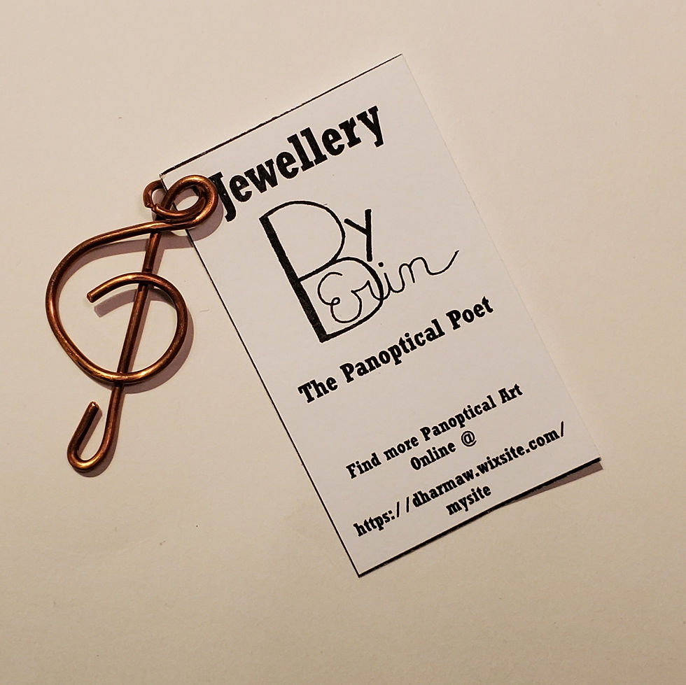 Thumbnail: treble clef copper-wire Panoptical Poetry pendant