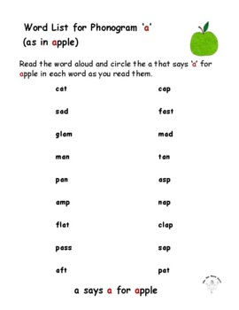 a for apple Orton-Gillingham lesson plan