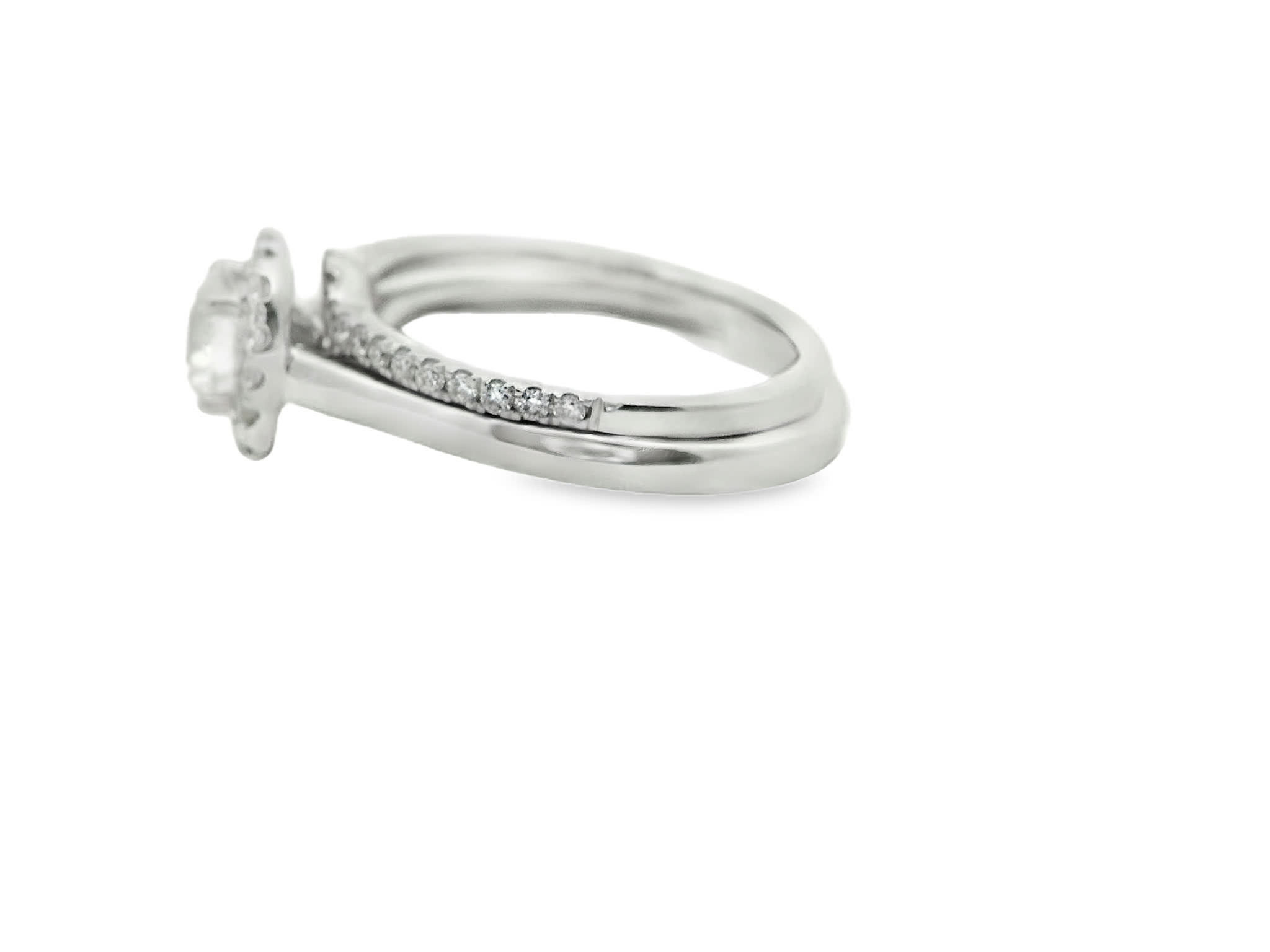 Round Brilliant Cut Diamond Halo Bridal Set in White Gold