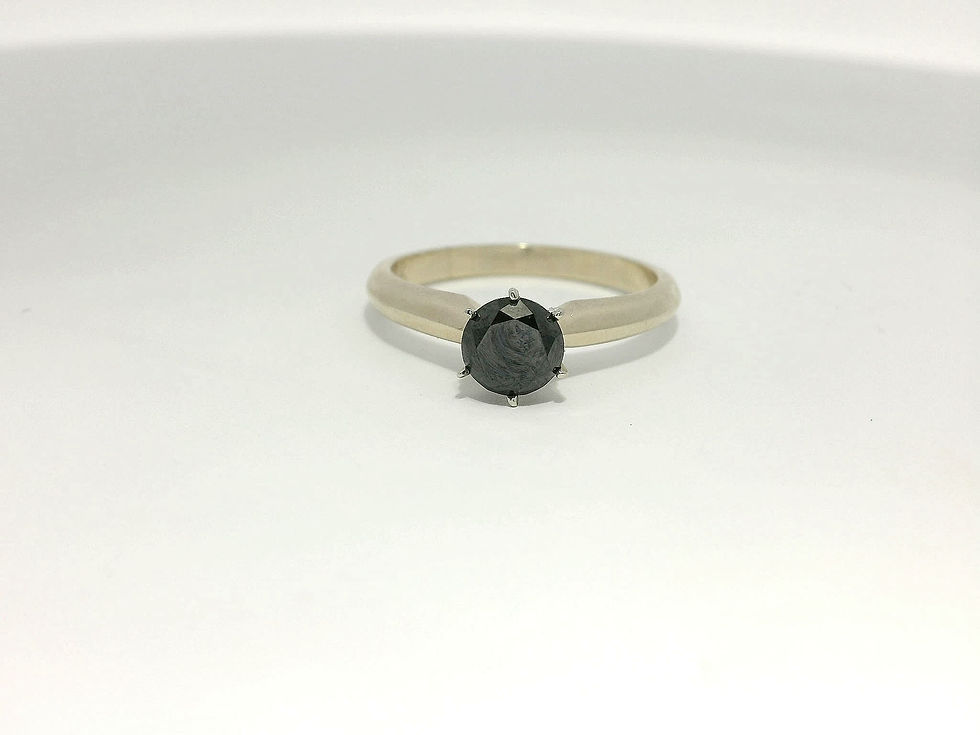 Thumbnail: Round Brilliant-Cut Fancy Black Diamond Solitaire Ring in White Gold