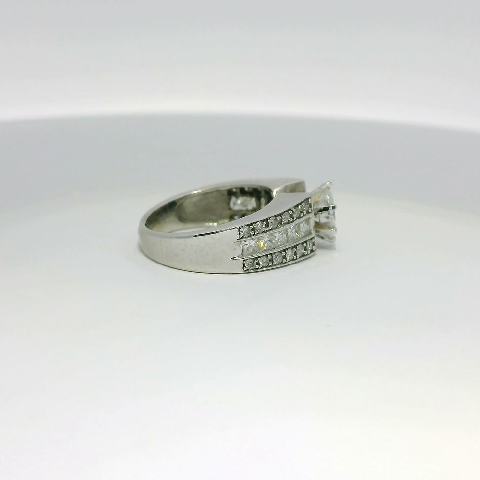 Thumbnail: Oval Brilliant Cut Diamond White Gold Three-Row Multi-Stone Ring