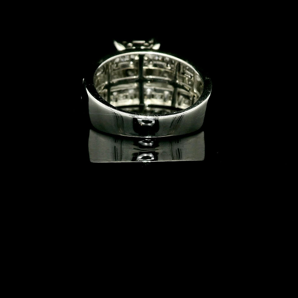 Thumbnail: Princess-Cut Diamond Invisible-Set Multi-Row White Gold Cocktail Ring