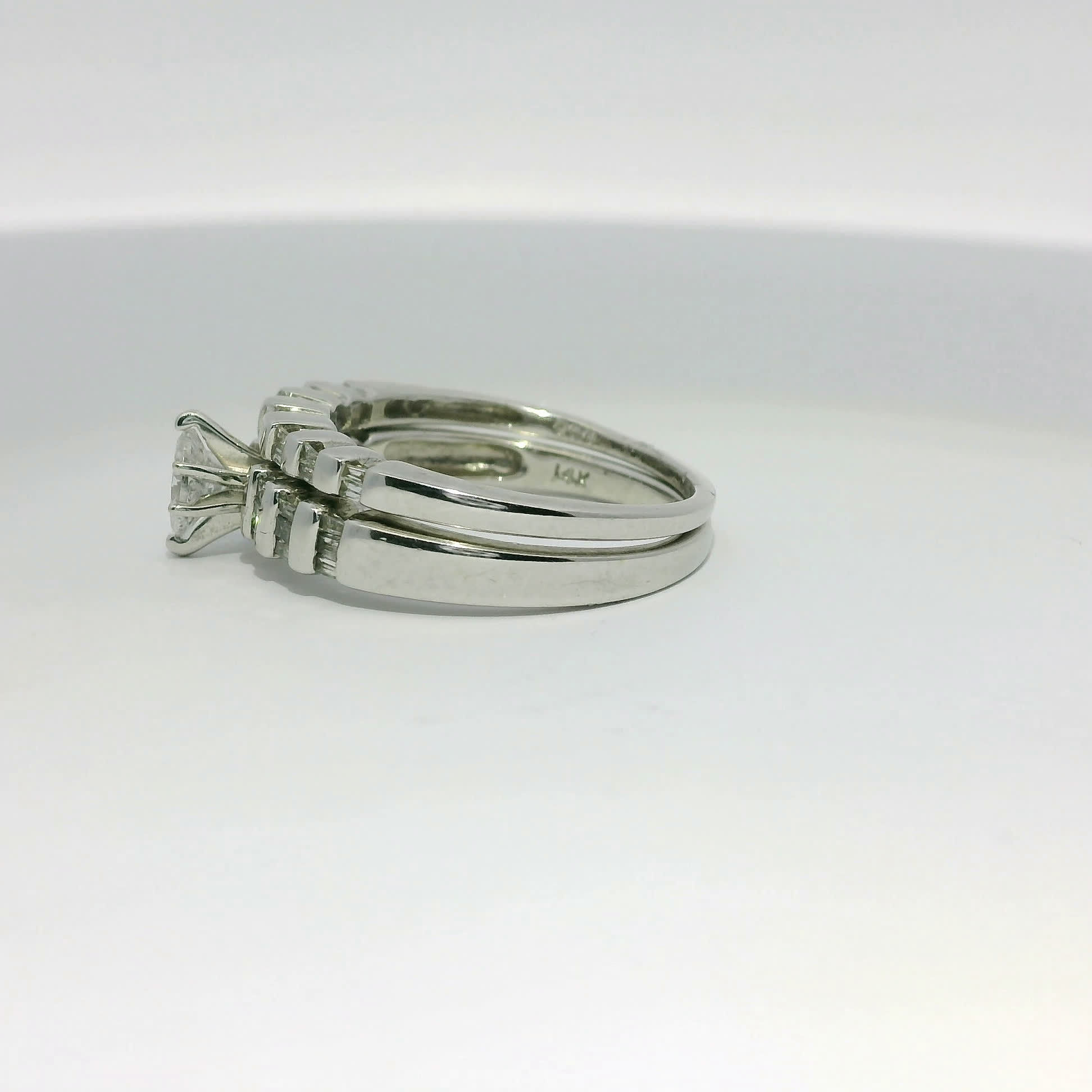 Marquise Brilliant Diamond White Gold Bridal Set with Baguette Accents