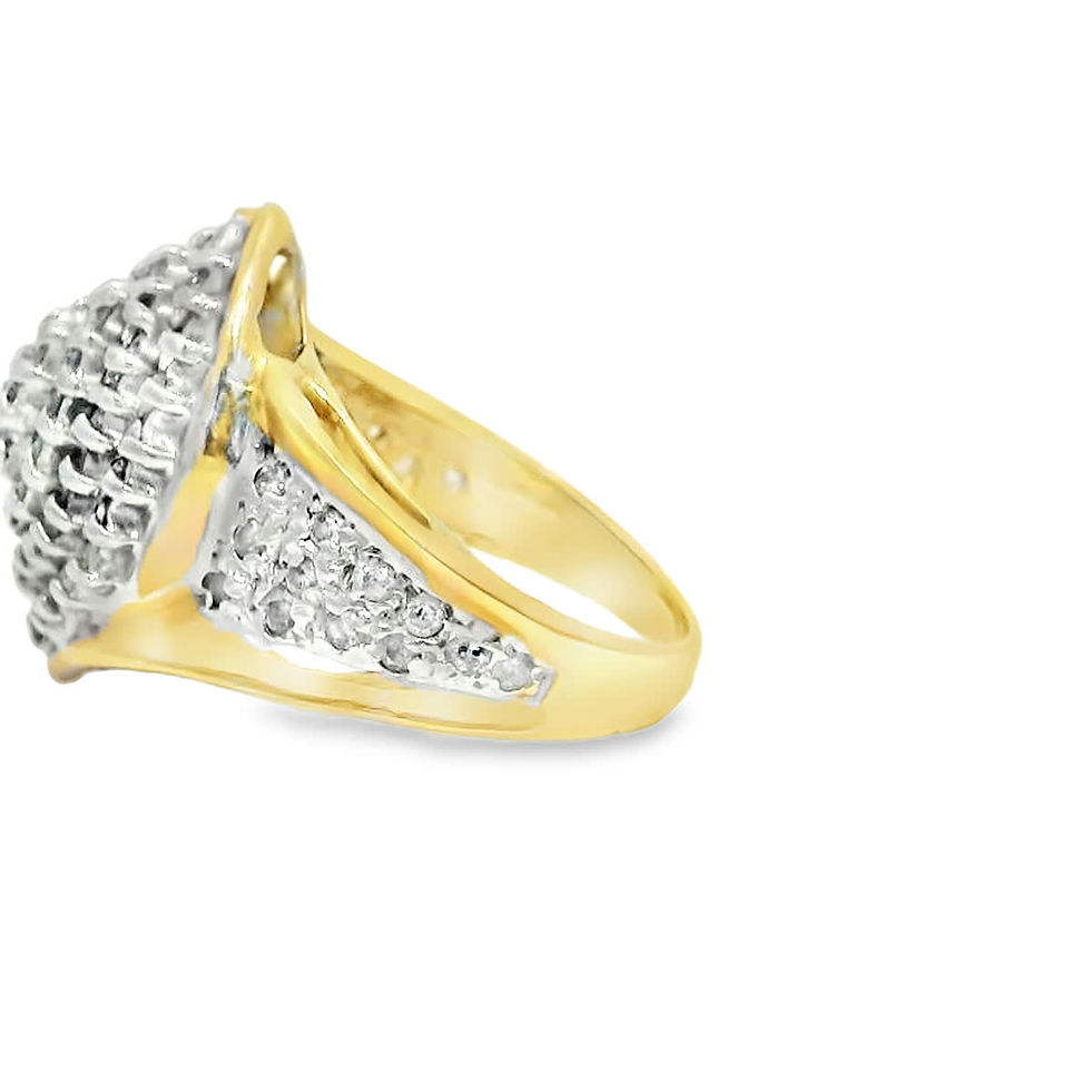 Thumbnail: Pavé-Set Diamond Marquise-Style Cocktail Ring in Yellow Gold