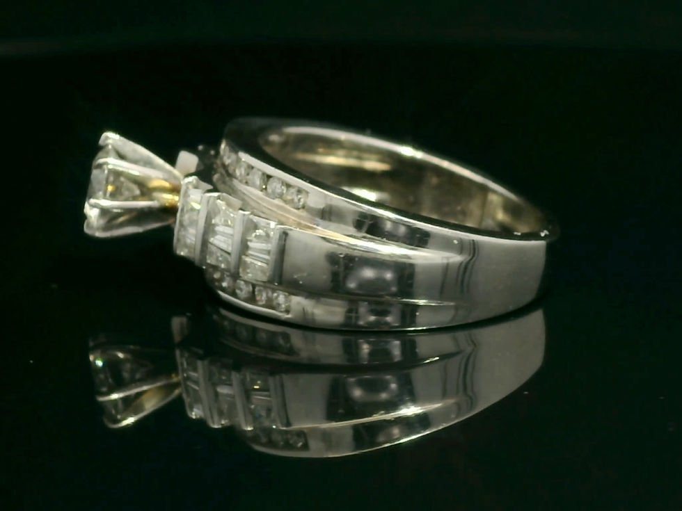 Thumbnail: White Gold Round Brilliant and Baguette Diamond Multi-Stone Band Ring