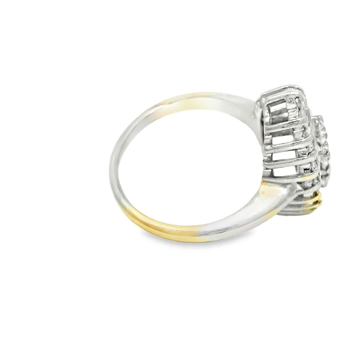 Vintage White Gold Marquise-Shaped Round Diamond Cluster Cocktail Ring