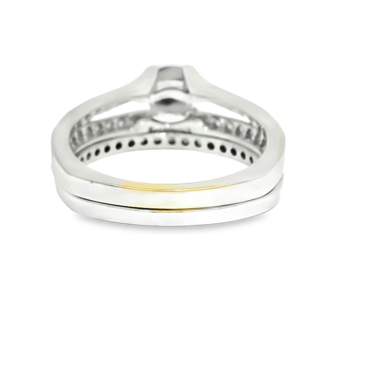 White Gold Round Black Diamond Split-Shank Pavé Engagement Ring
