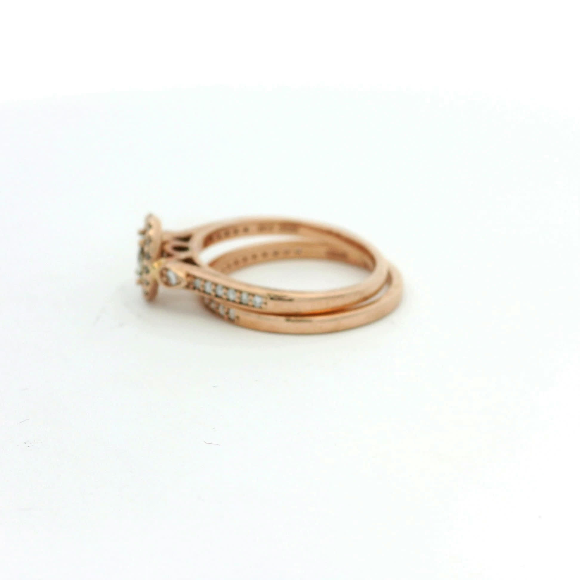 Round Brilliant Diamond Halo Engagement Ring Set in Rose Gold