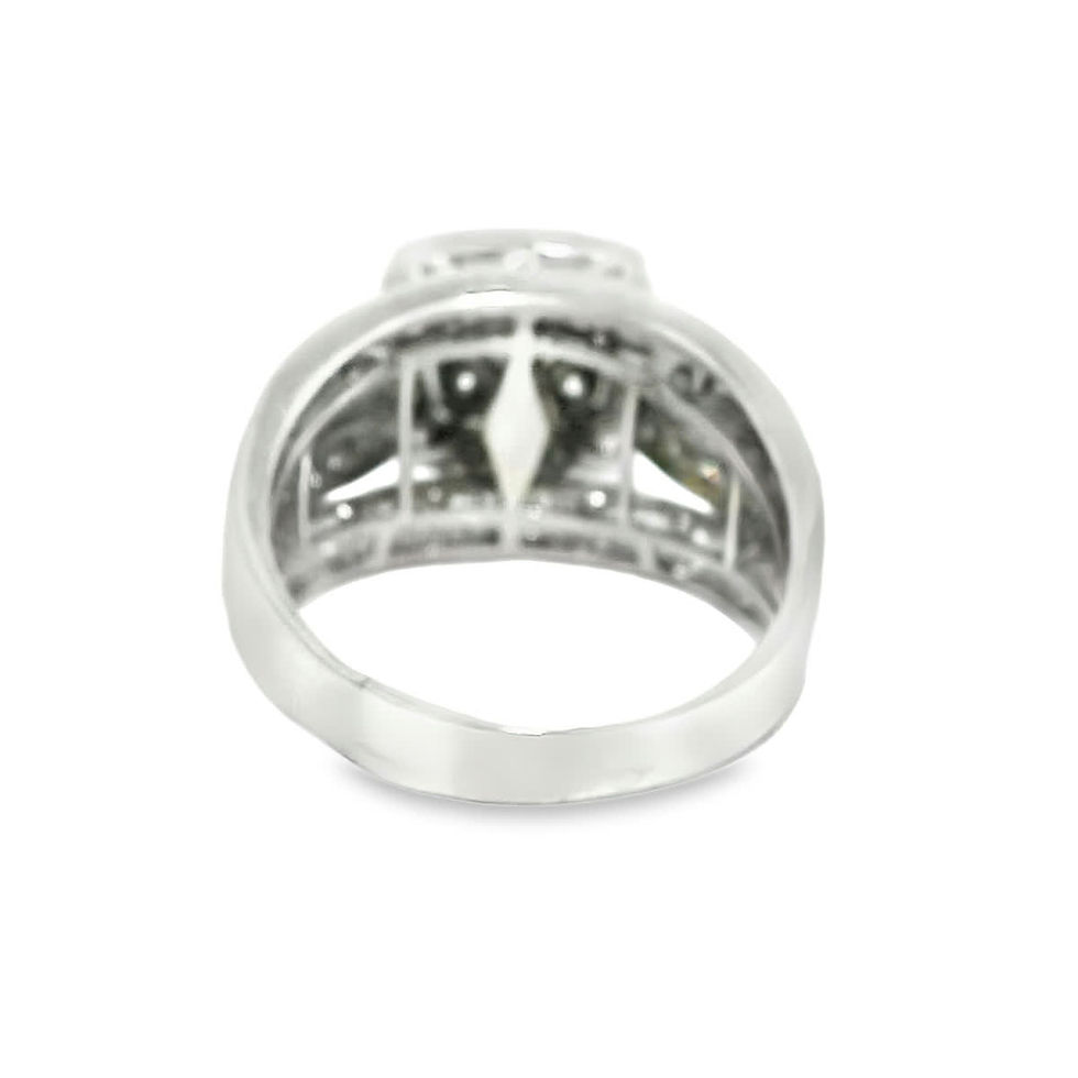 Thumbnail: White Gold Multi-Row Diamond Cluster Halo Statement Ring