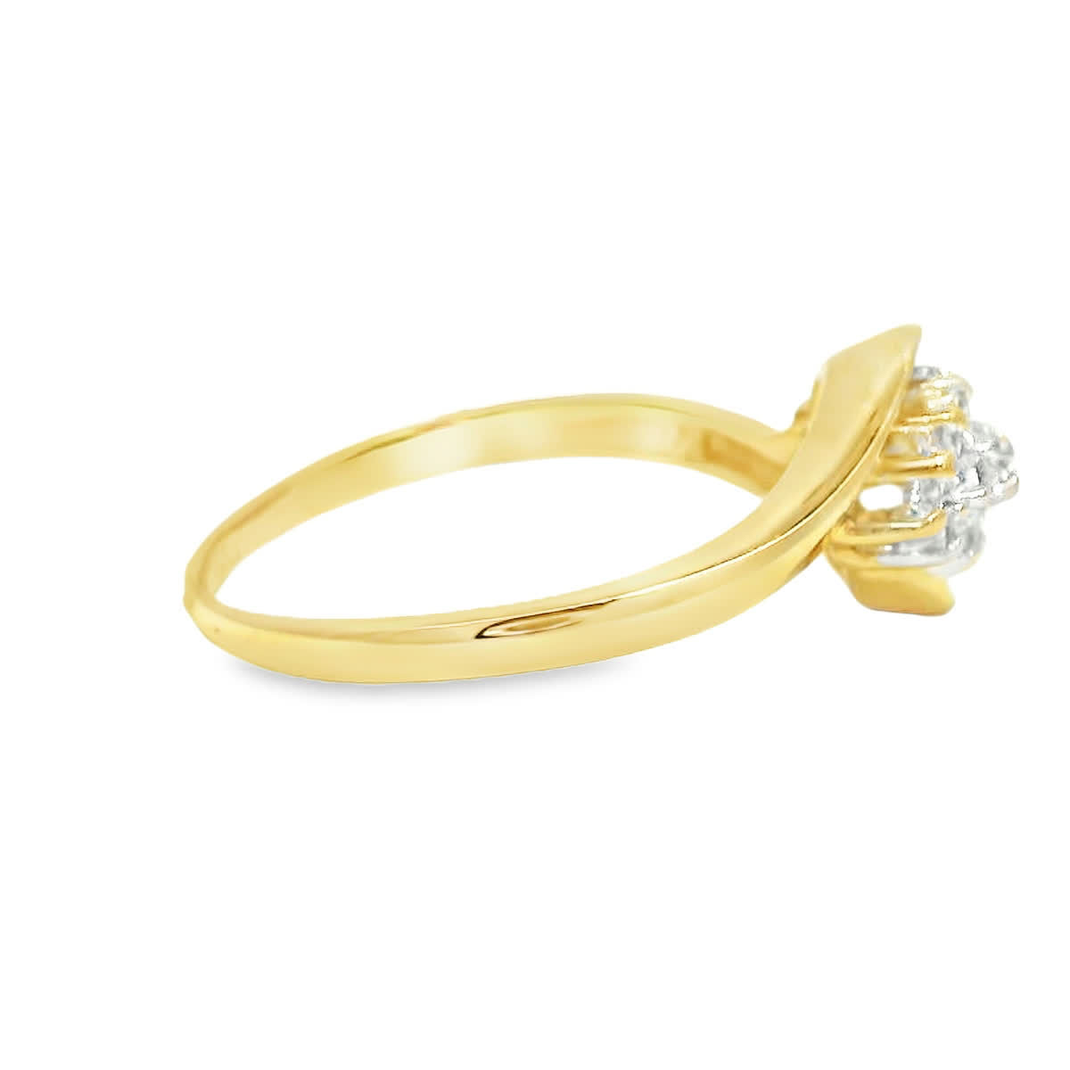 Yellow Gold Bypass Diamond Cluster Ring