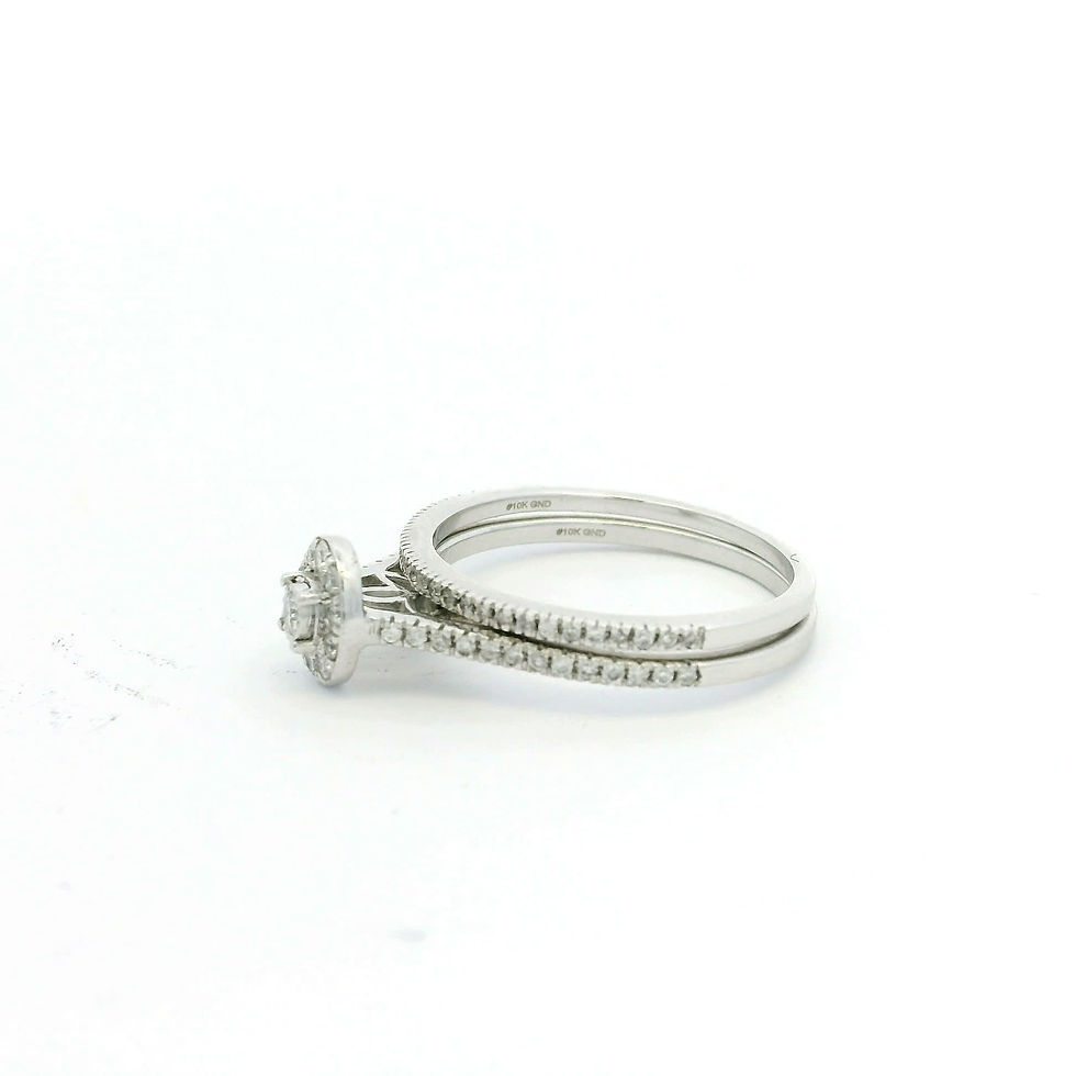Thumbnail: Round Brilliant Diamond Halo Engagement Ring Set in White Gold