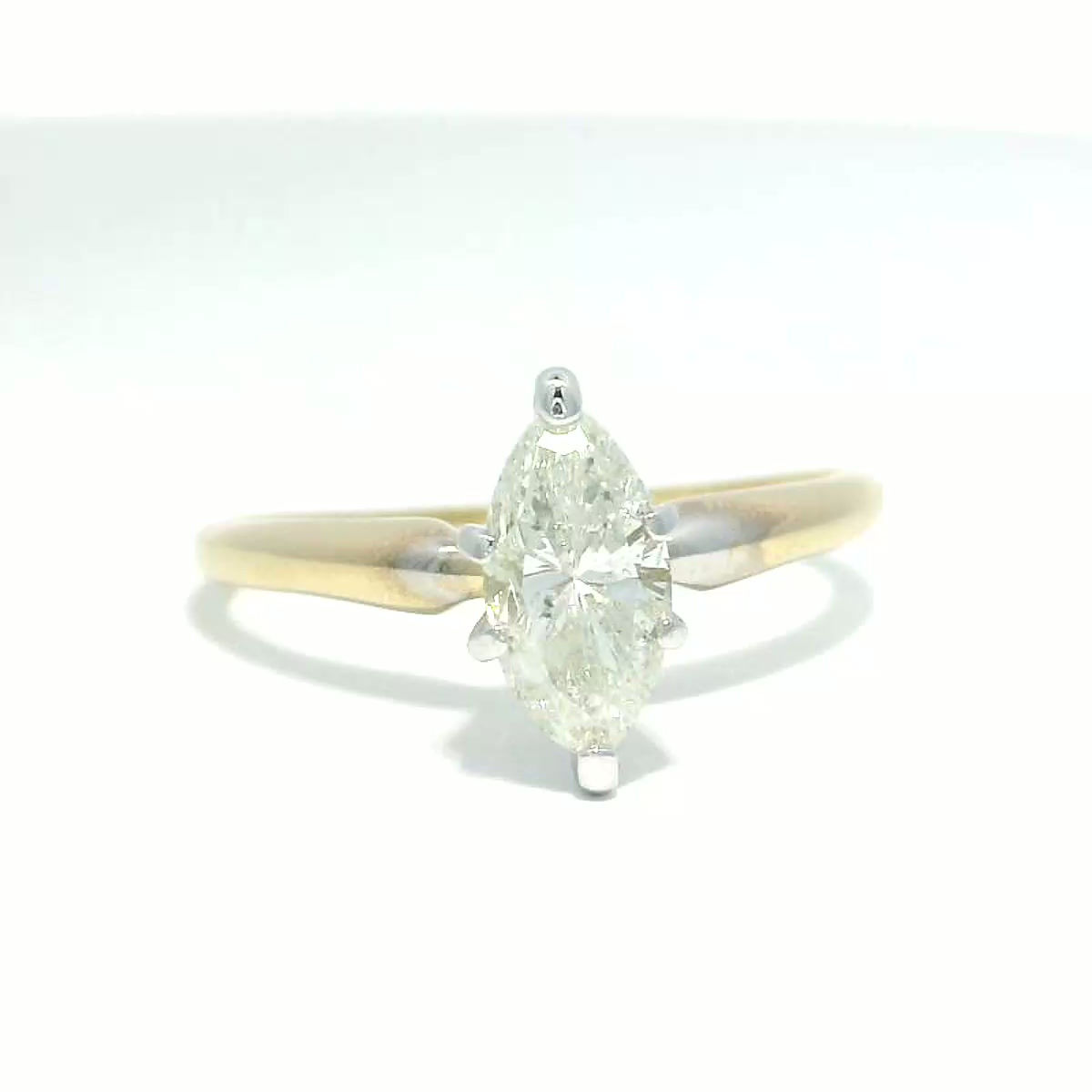 Marquise Brilliant Diamond Solitaire Two-Tone Gold Ring