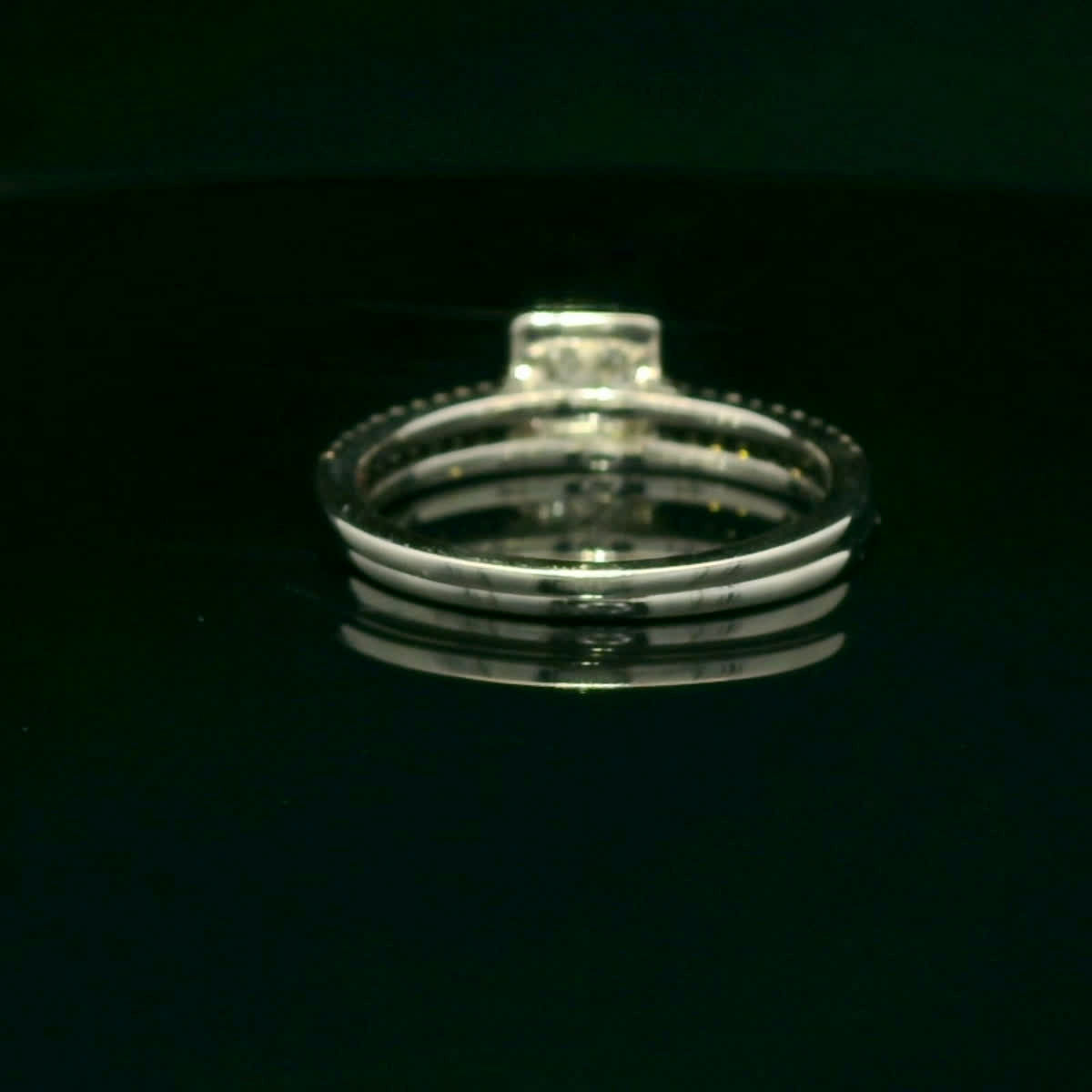 Princess Cut Diamond Halo Split Shank Engagement Ring in White Gold