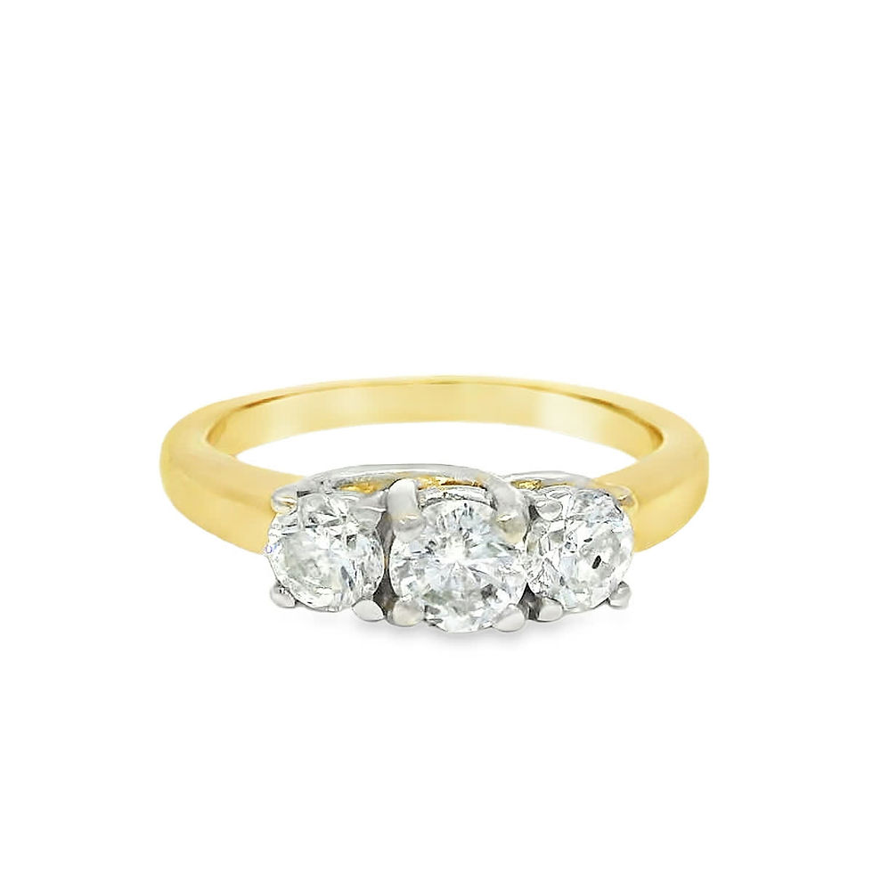 Thumbnail: Round Brilliant Three-Stone Diamond Anniversary Ring in Yellow Gold
