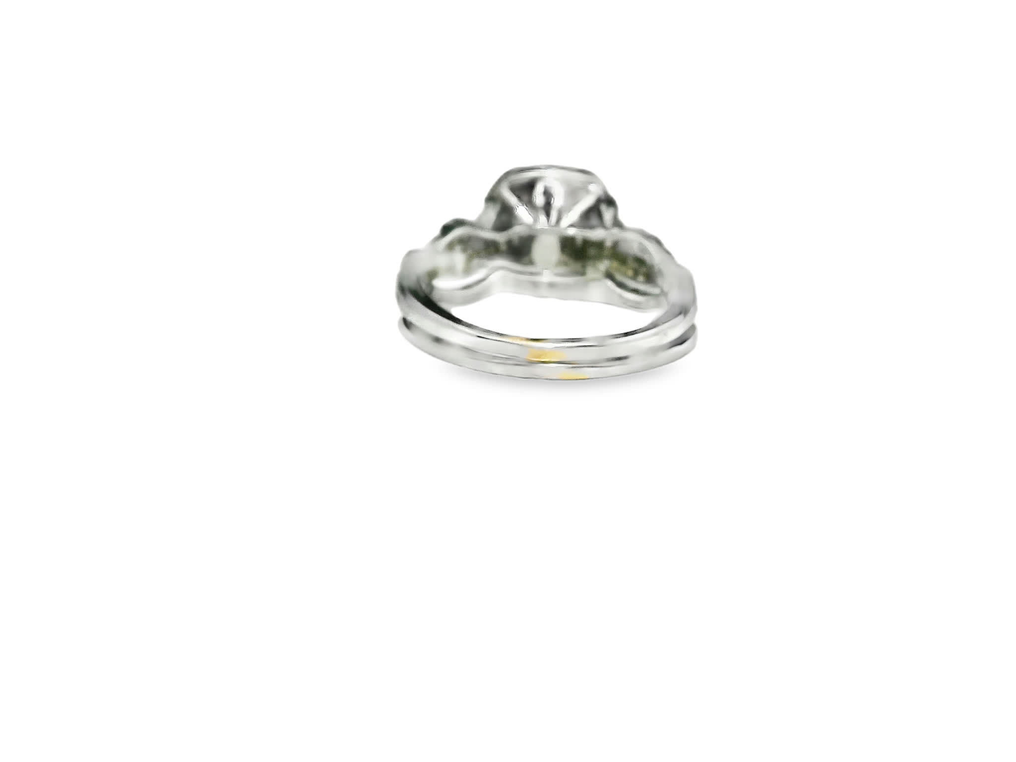 White Gold Invisible-Set Princess Diamond Halo Bridal Ring with Twisted Pavé