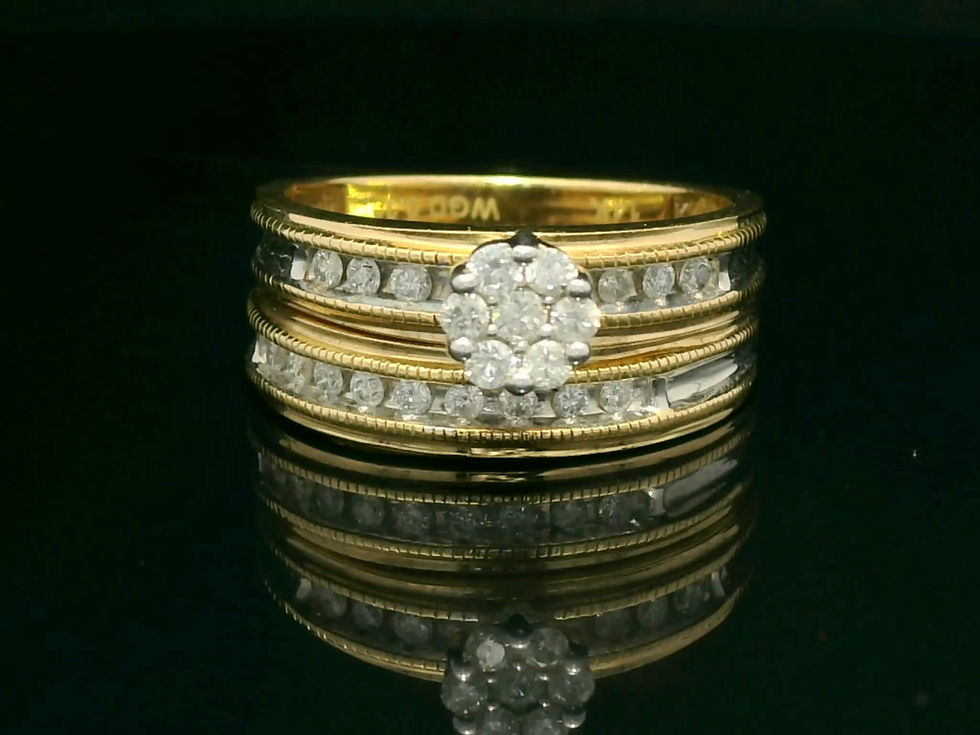 Thumbnail: Round Brilliant-Cut Diamond Triple-Band Cluster Ring in 14k Yellow Gold