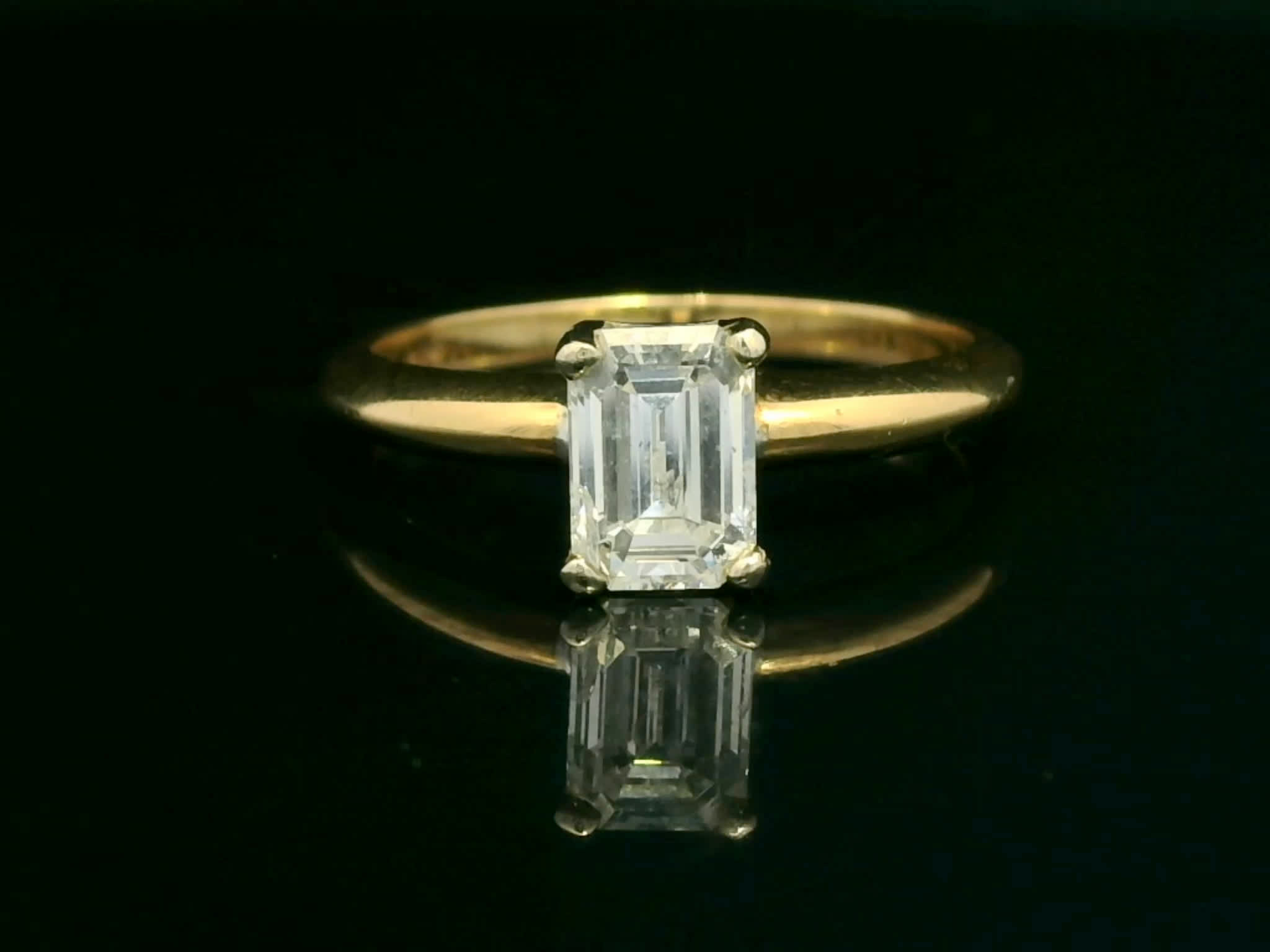 Emerald-Cut Diamond Solitaire Ring in Polished Yellow Gold