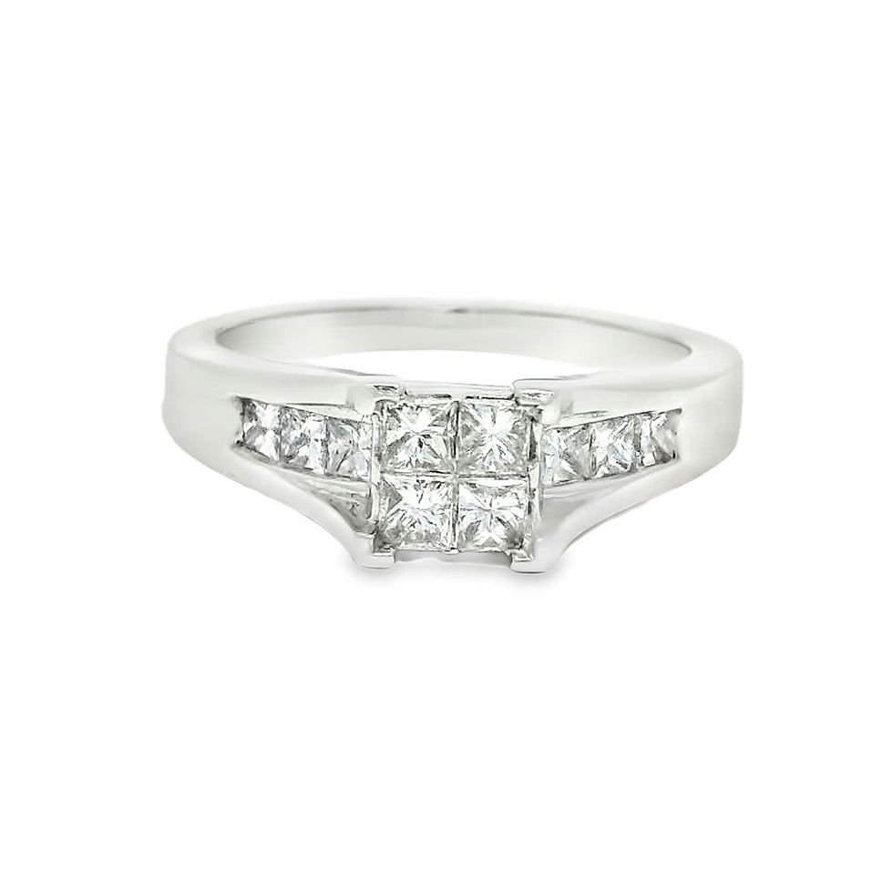 Thumbnail: Princess-Cut Diamond Quad Cluster Ring in White Gold