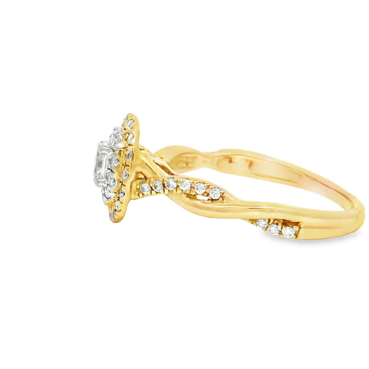 Oval Brilliant Cut Diamond Double Halo Twist Engagement Ring in Rose Gold