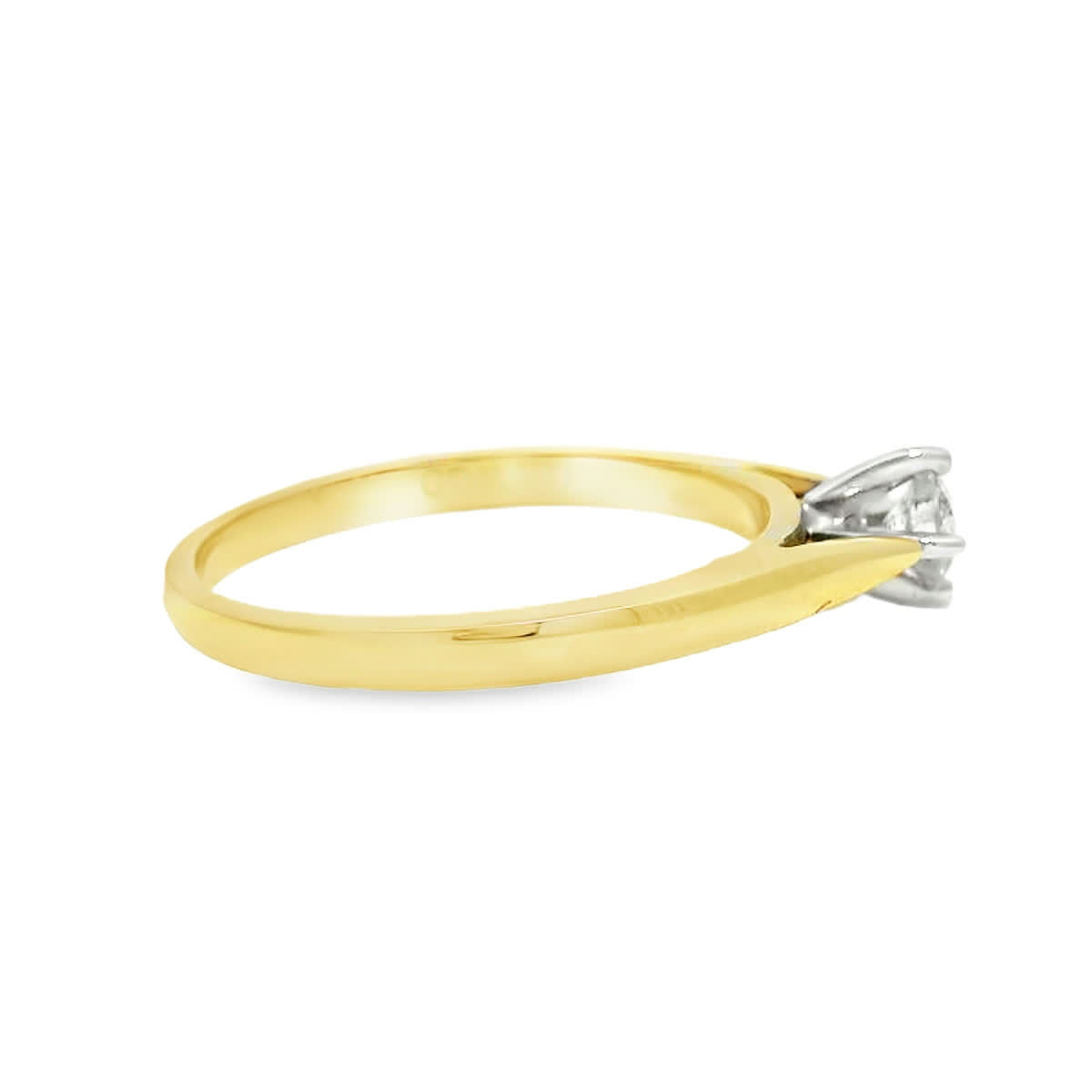 Round Brilliant-Cut Diamond Solitaire Two-Tone Gold Ring
