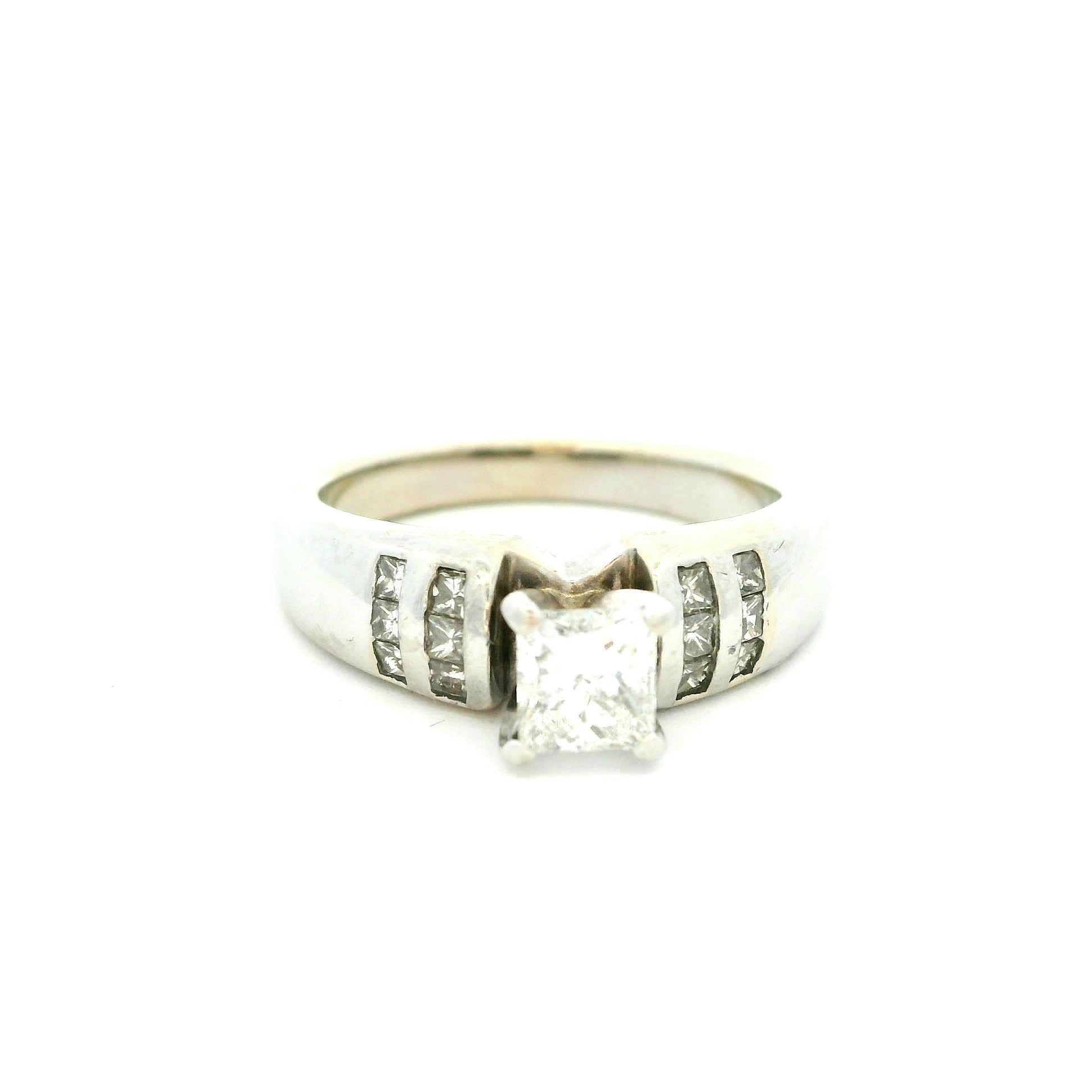 White Gold Princess Cut Diamond Channel Set Engagement Ring