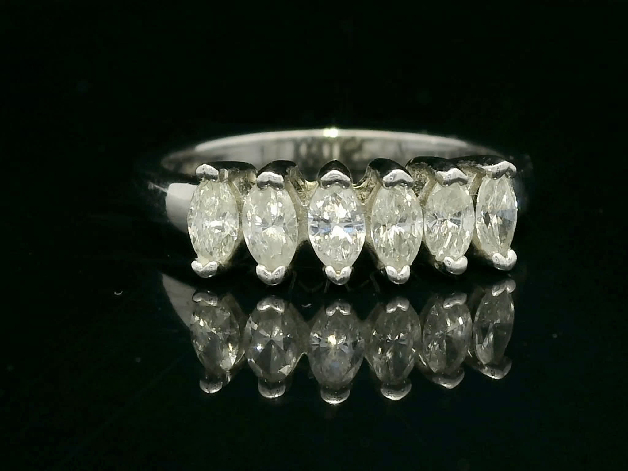 Marquise Diamond Vertical Row White Gold Ring