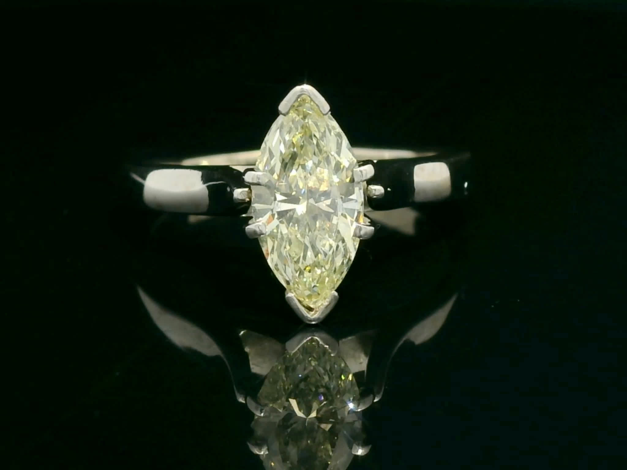 Fancy Light Yellow Marquise Diamond Solitaire Ring in White Gold