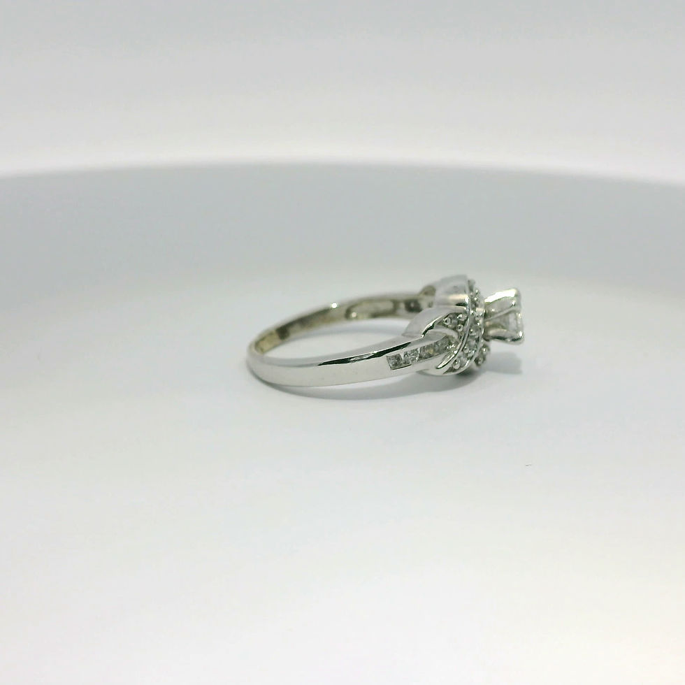 Thumbnail: Round Brilliant Cut Diamond Halo Crisscross Engagement Ring in White Gold