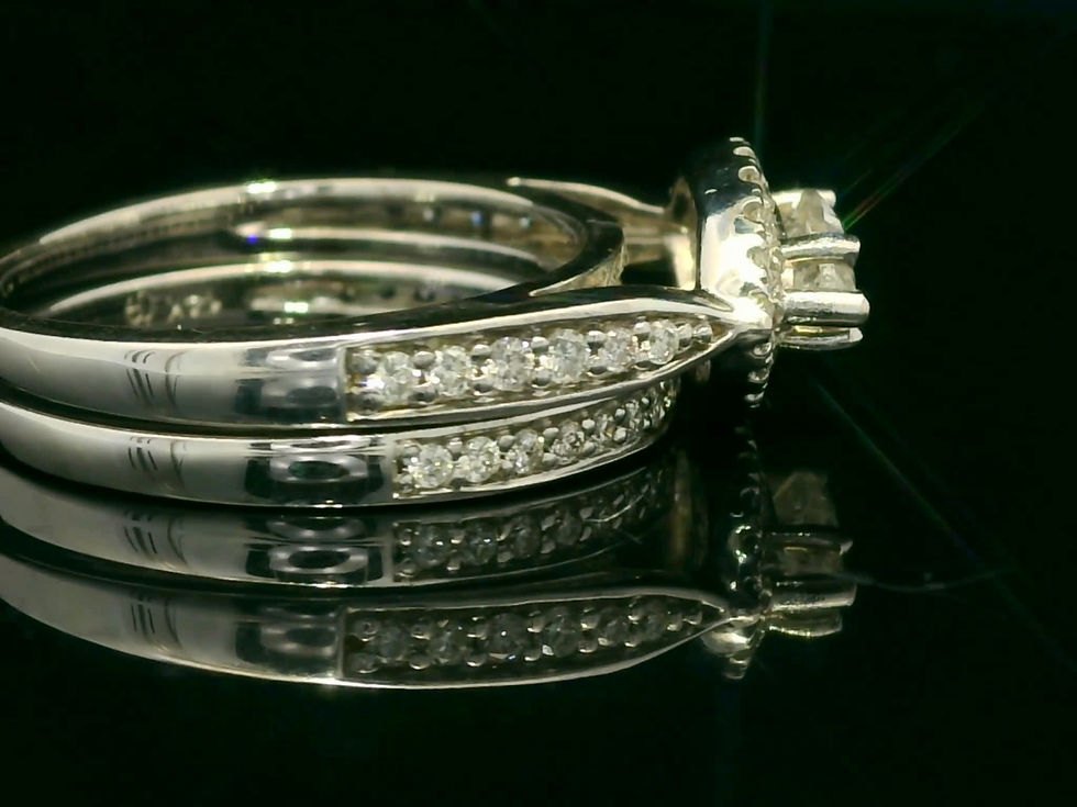 Thumbnail: Marquise Diamond Halo Bridal Set in 14k White Gold