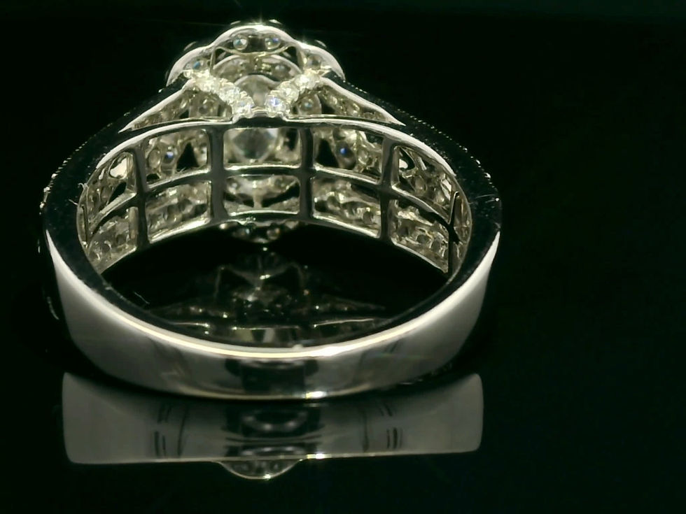 Thumbnail: Vintage-Inspired Oval Diamond Double Halo Cocktail Ring in White Gold