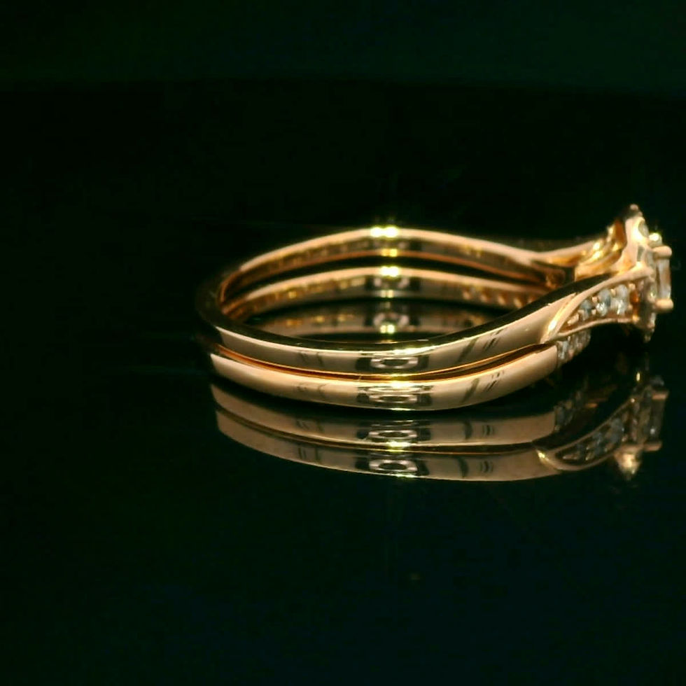 Thumbnail: Oval Brilliant Diamond Halo Rose Gold Bridal Set