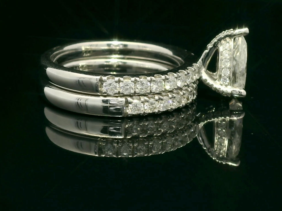 Thumbnail: Pear Brilliant Diamond Bridal Set in White Gold Pave Band