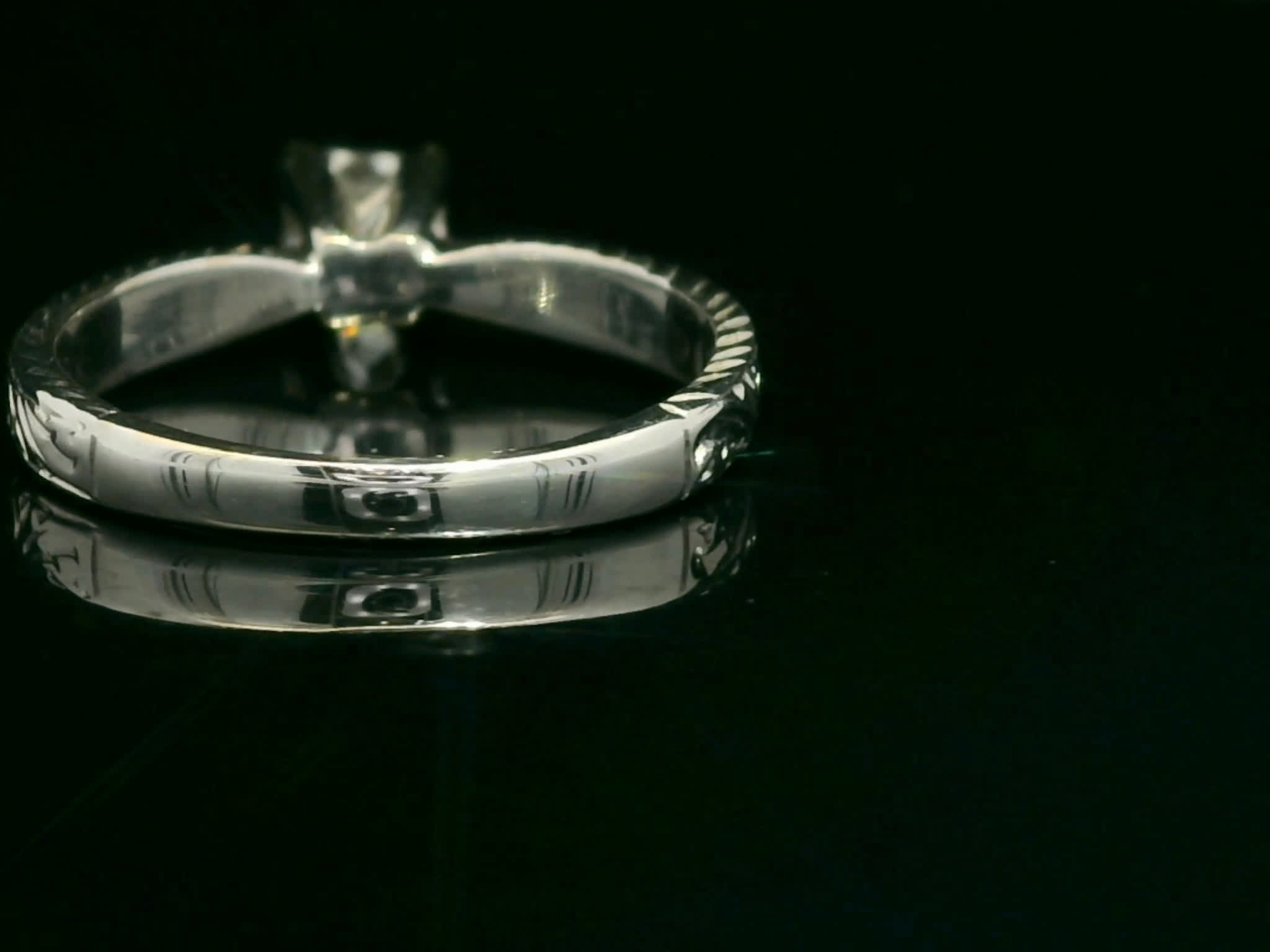 Vintage-Inspired White Gold Princess Cut Diamond Solitaire Ring with Engraved