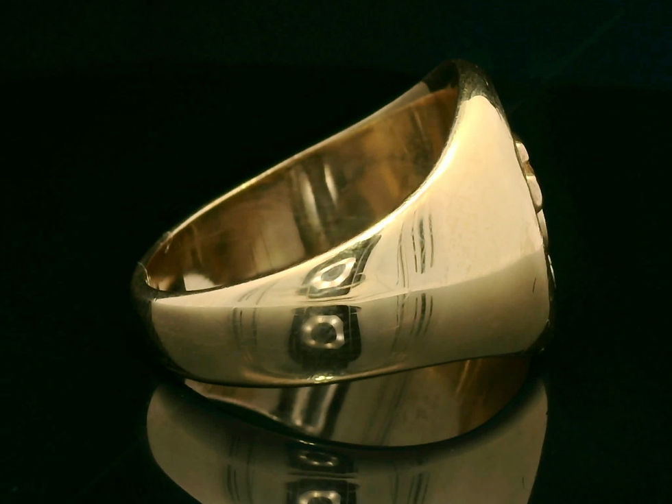 Thumbnail: Men's Yellow Gold Oval Signet Ring with Relief Emblem