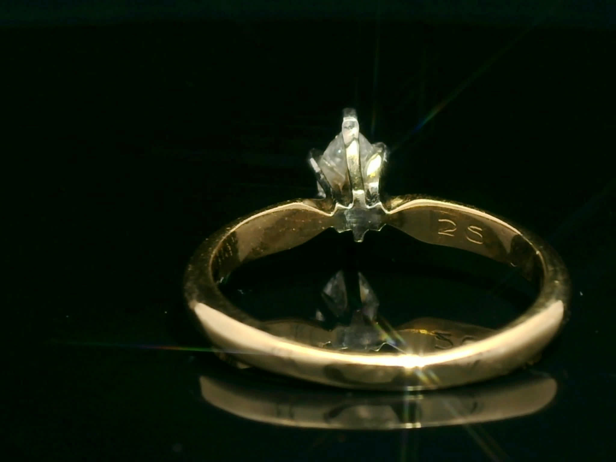 Marquise Brilliant Cut Diamond Solitaire Ring in Two-Tone Gold