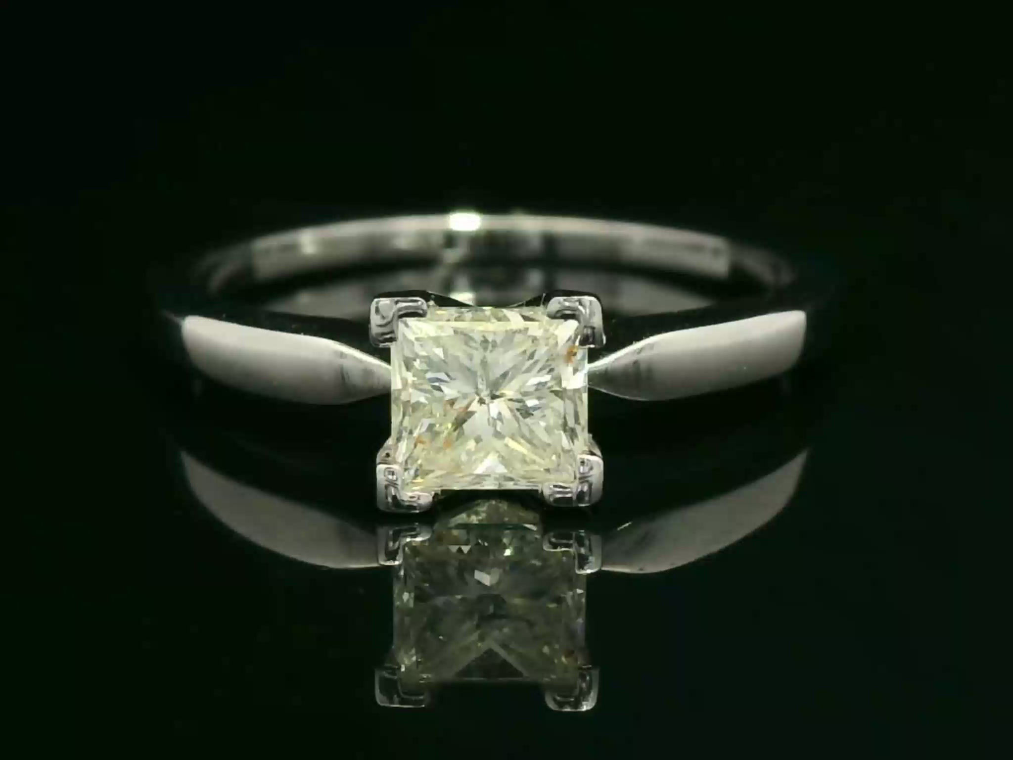 Princess Cut Brilliant Diamond Solitaire Ring in White Gold