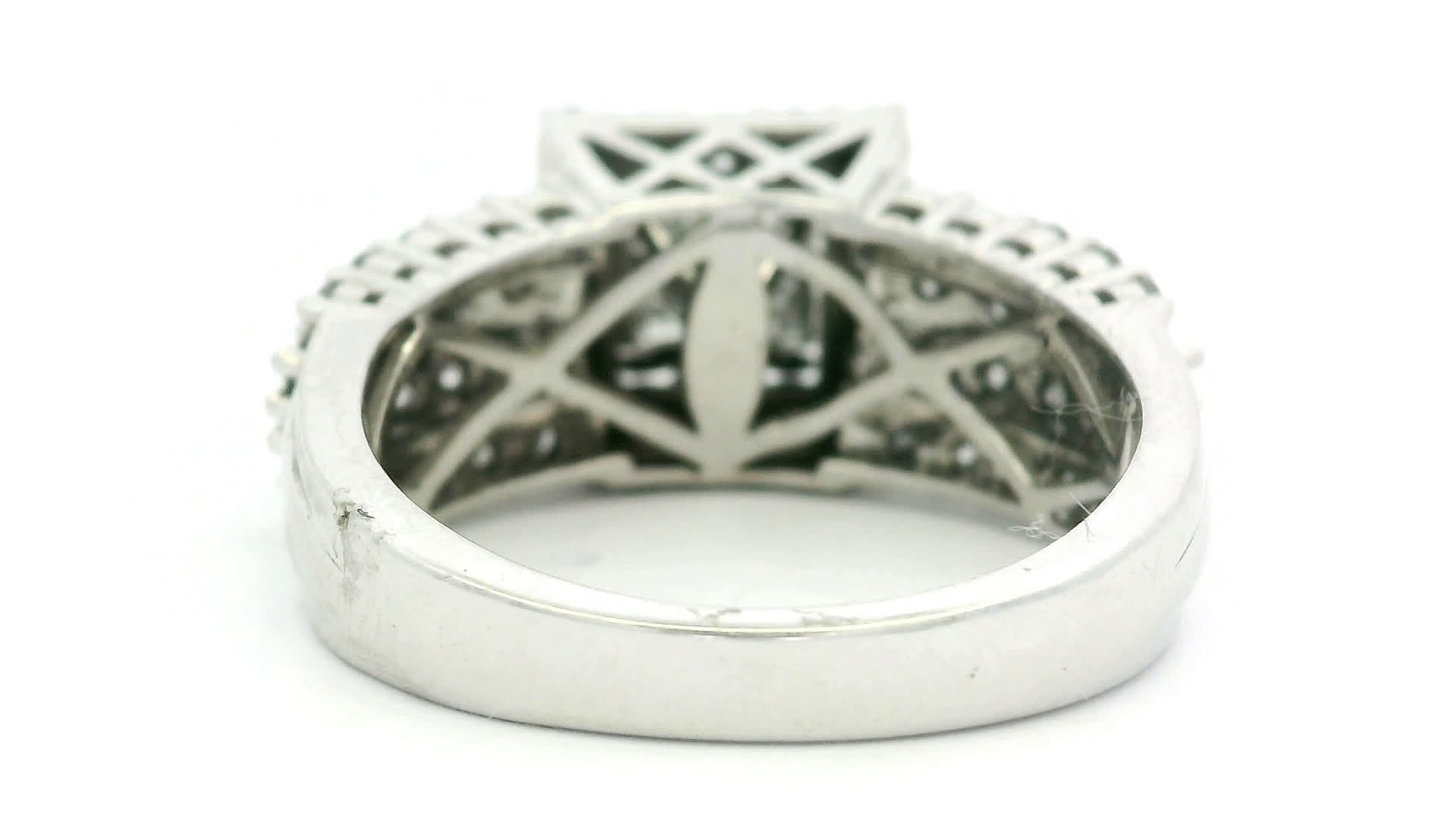 Princess Cut Quad Cluster Diamond Halo Ring in White Gold