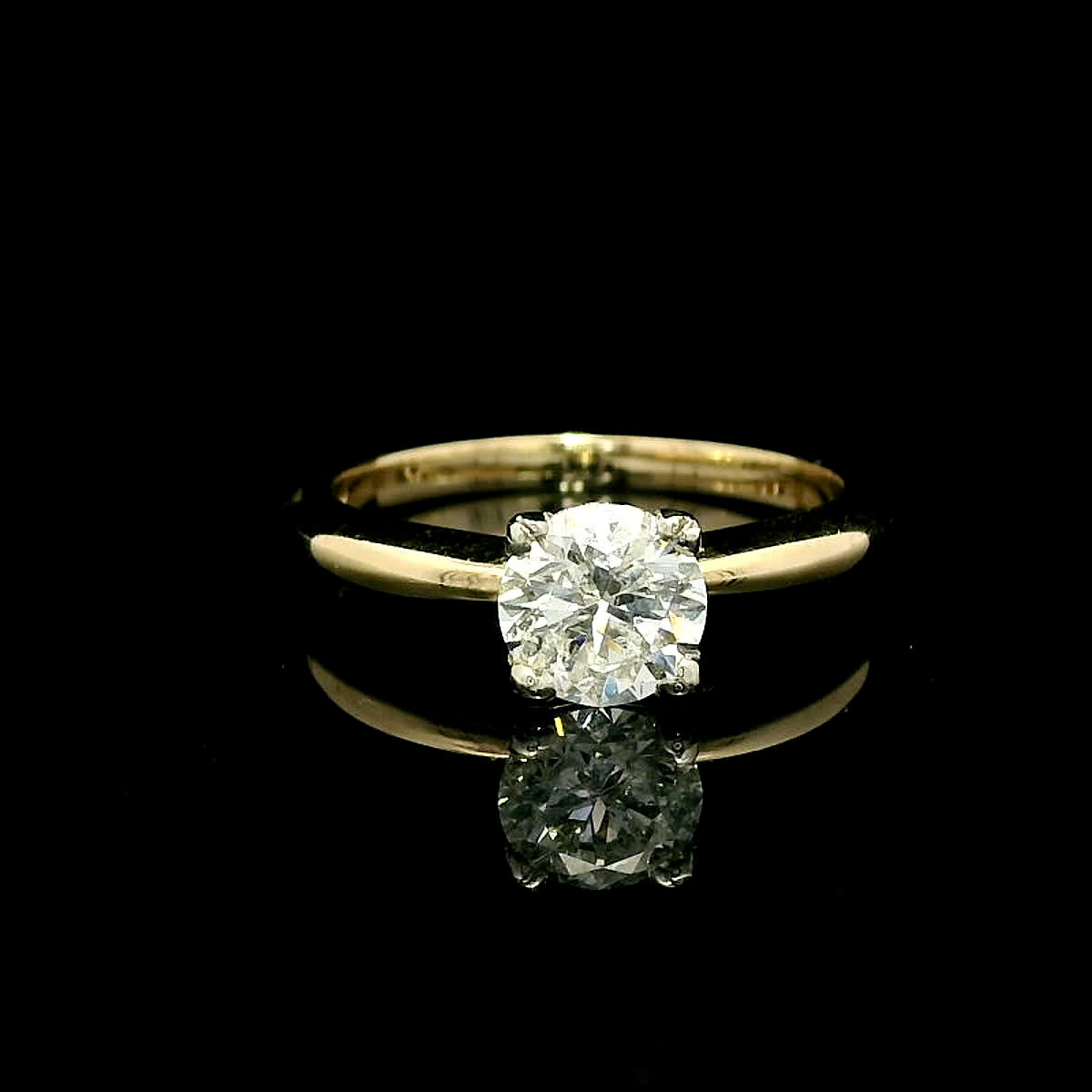 Round Brilliant Cut Diamond Solitaire Engagement Ring in 14K Yellow Gold