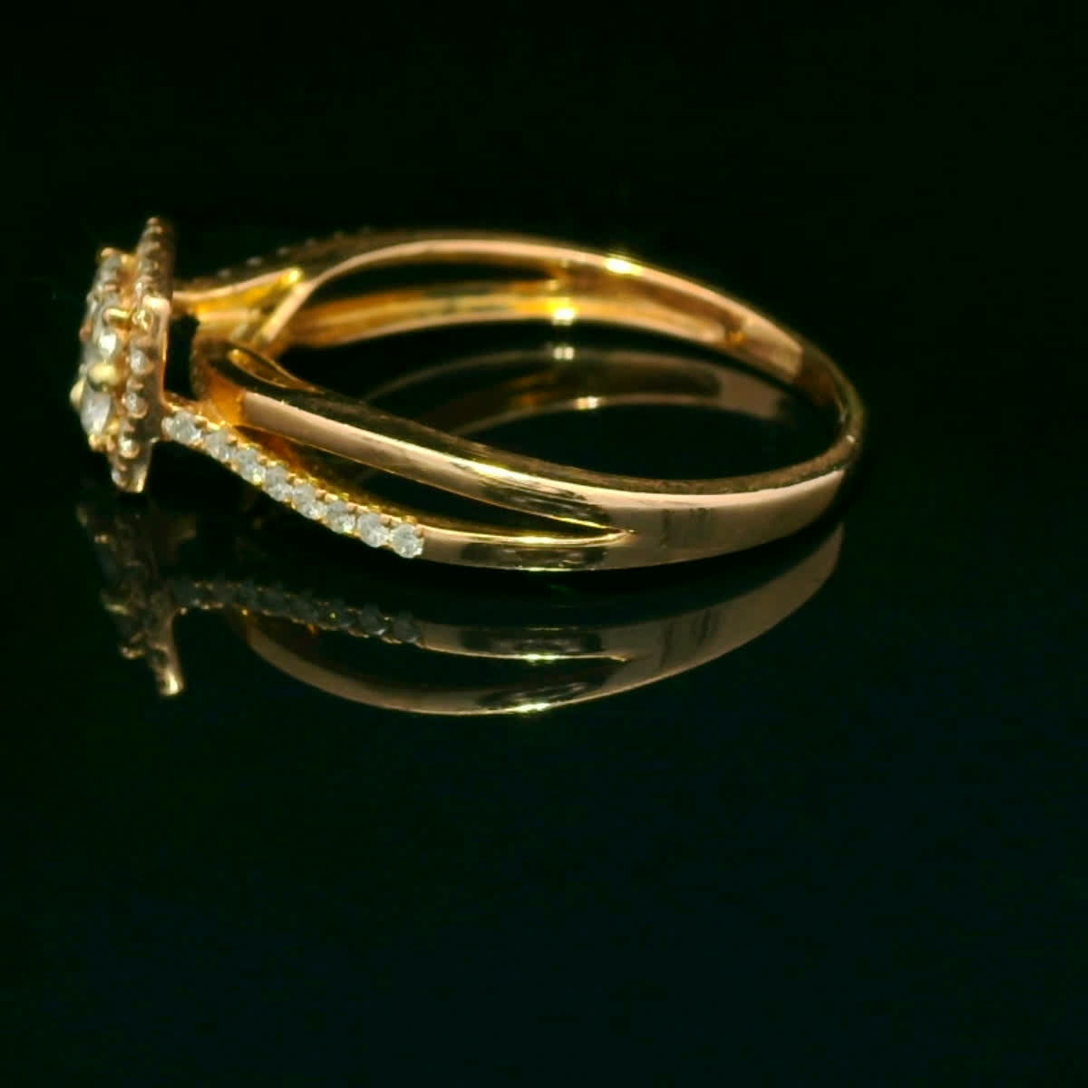 Rose Gold Round Brilliant Diamond Cluster Halo Split-Shank Engagement Ring