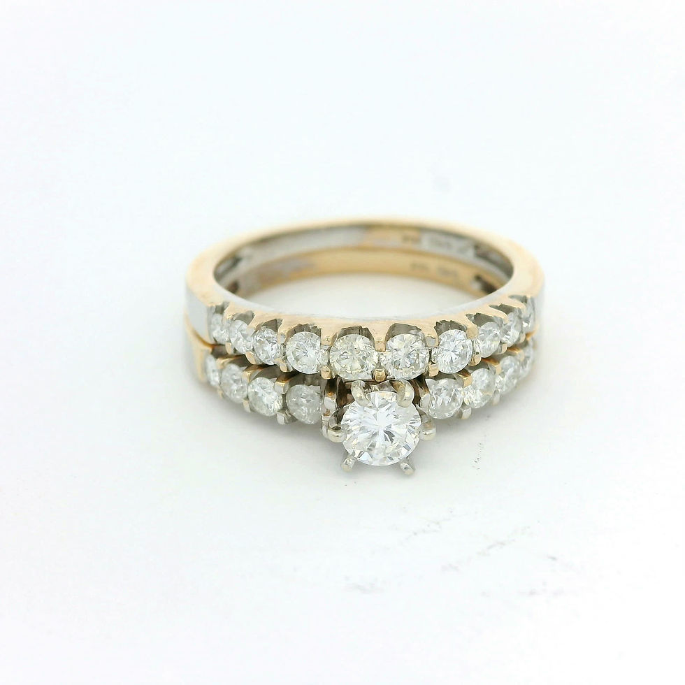 Thumbnail: Round Brilliant Diamond Solitaire Bridal Set in Two-Tone Gold