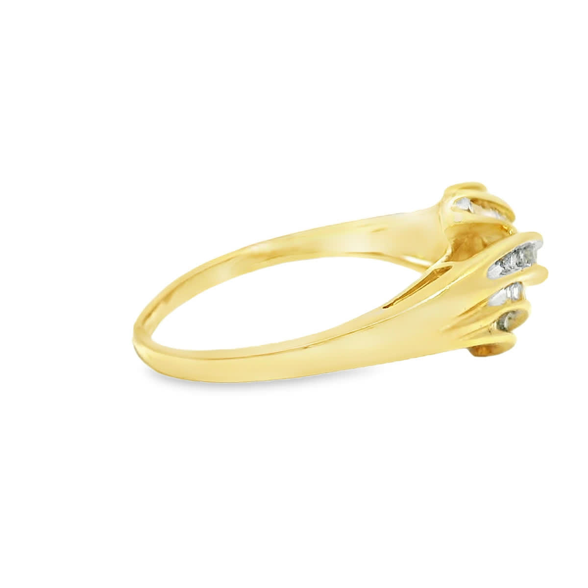 Yellow Gold Multi-Row Diamond Wave Ring