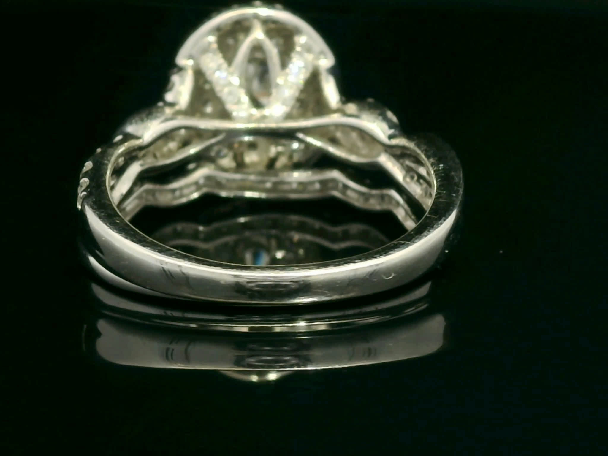 Oval Brilliant Diamond Double Halo Twisted Shank Engagement Ring in White Gold