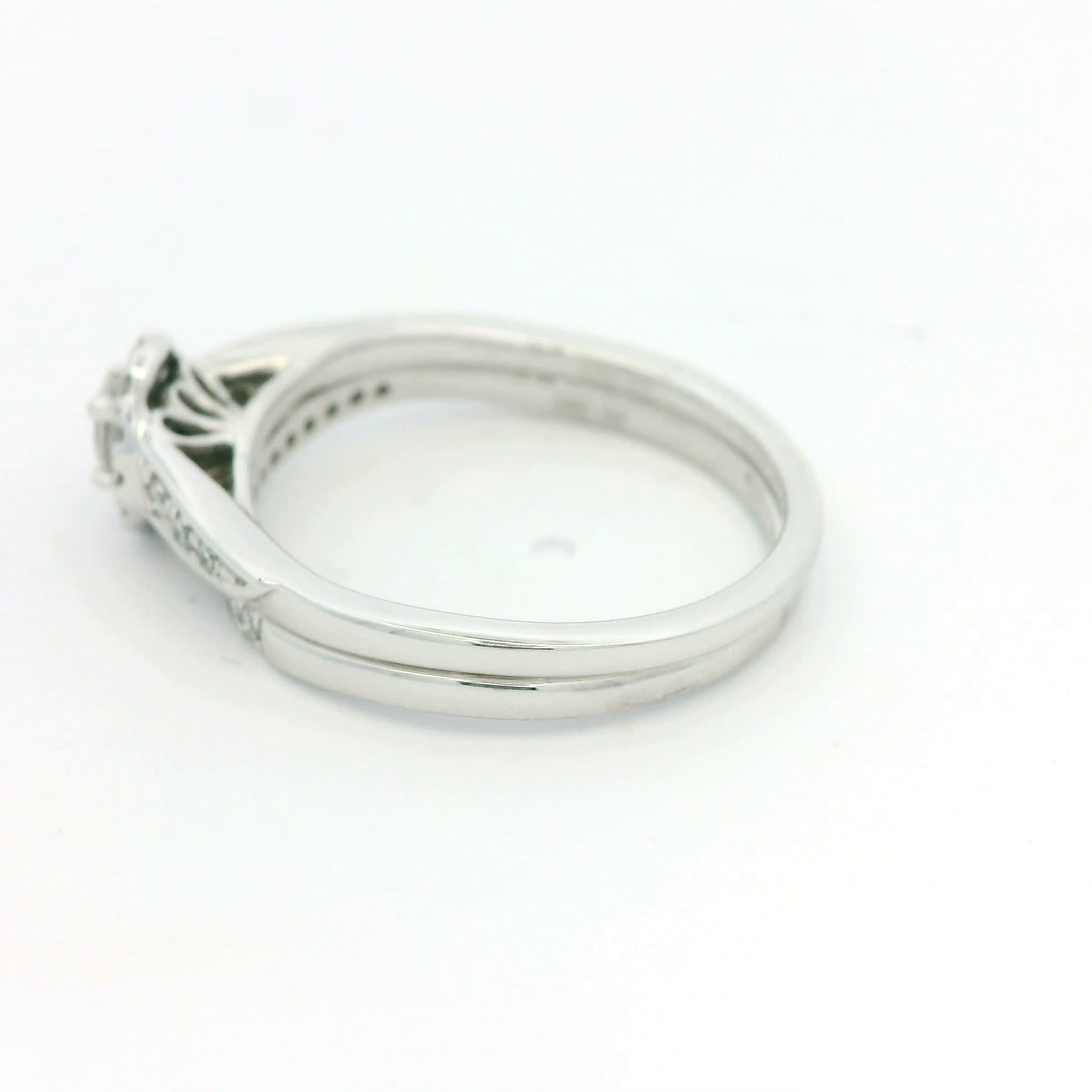Oval Brilliant Cut Diamond Halo Engagement Ring and Wedding Band Set in White